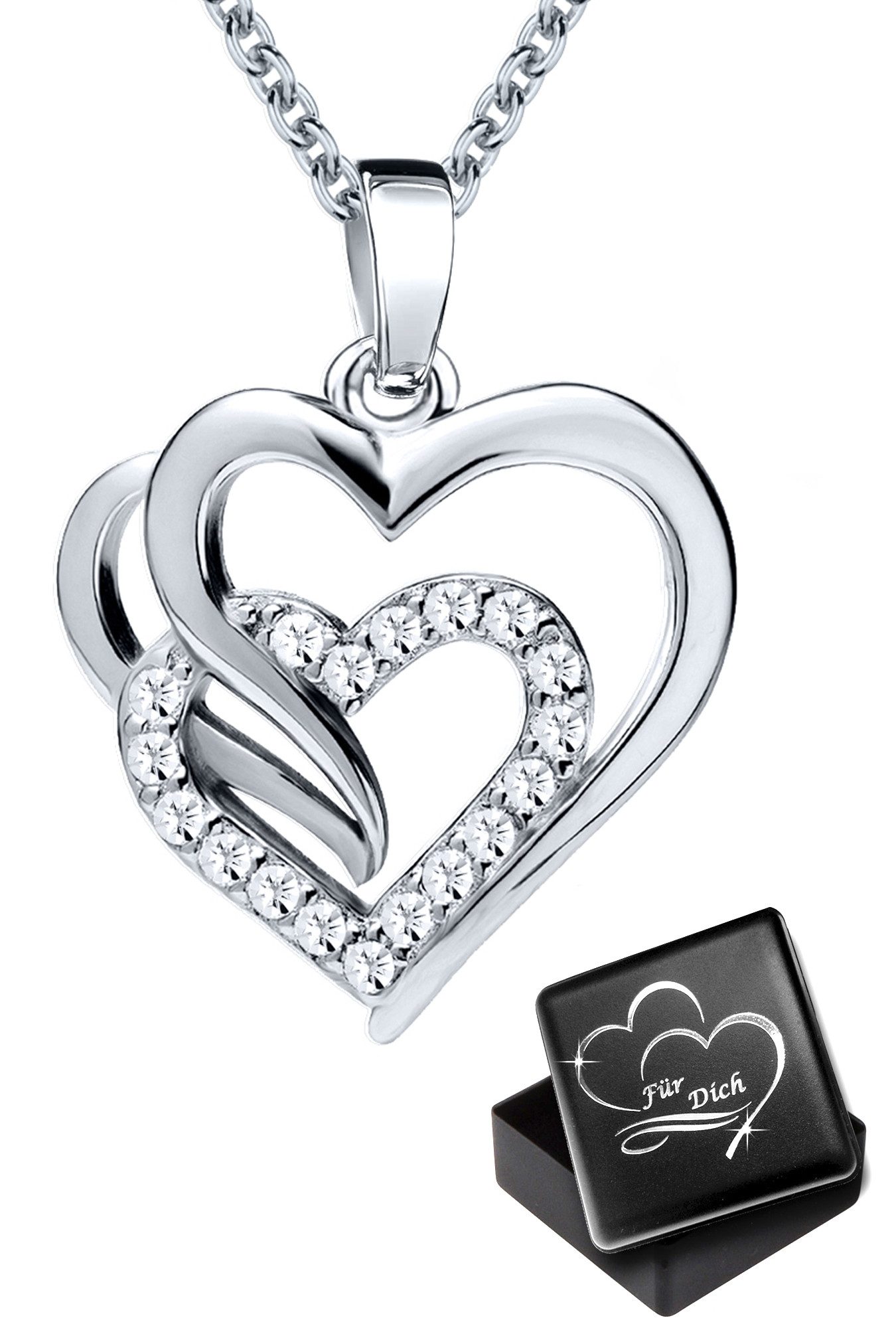 Limana Herzkette Halskette 925 Silber Zirkonia Kette mit Herz-Anhänger Silb günstig online kaufen