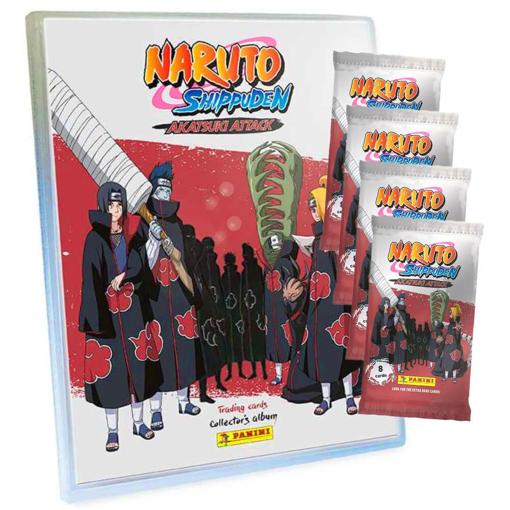 Panini Sammelkarte Naruto Shippuden Karten - Akatsuki Attack Trading Cards (2024), Naruto Shippuden Karten - 1 Mappe + 4 Booster