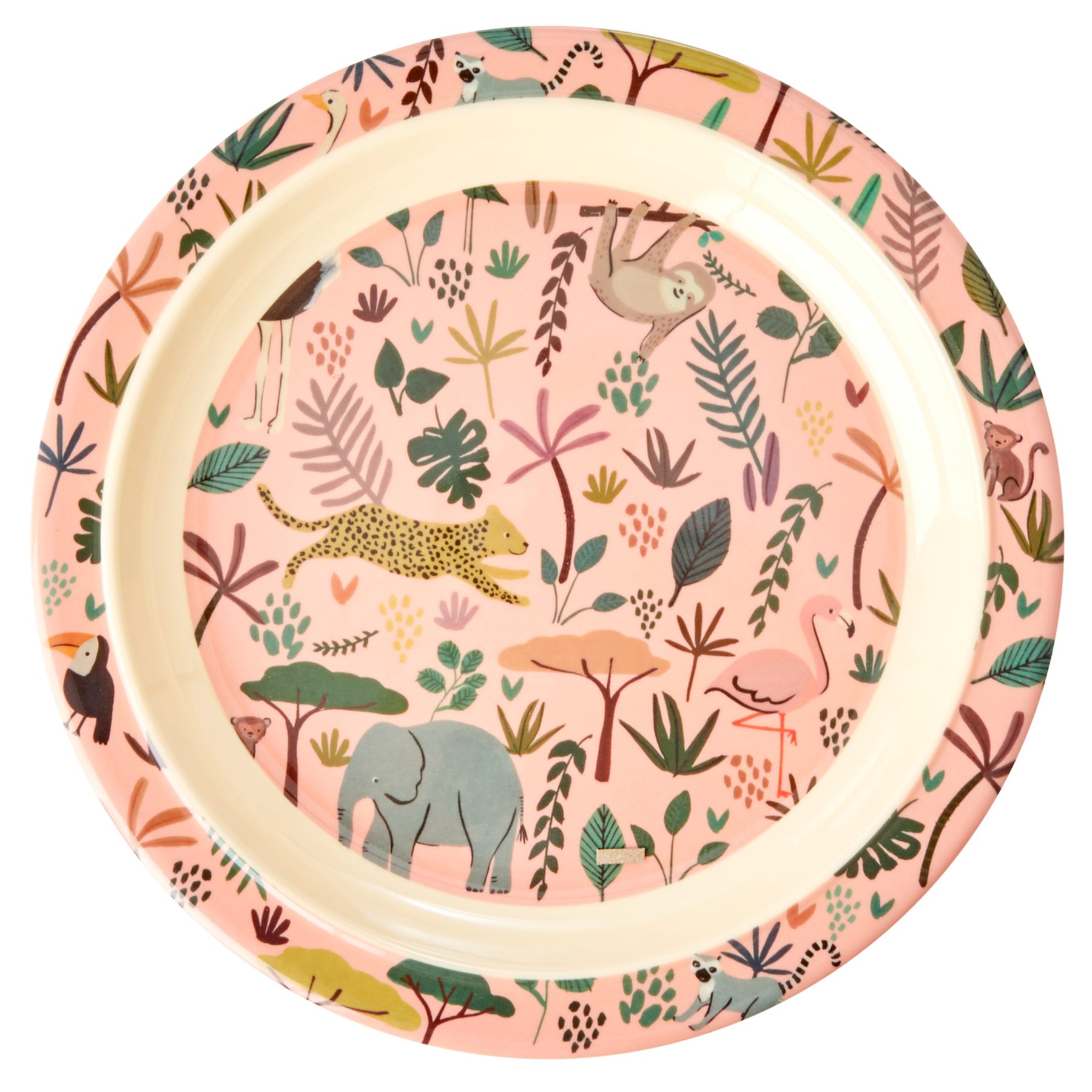 rice Frühstücksteller Rice Kinderteller - Koralle - All Over Jungle Print