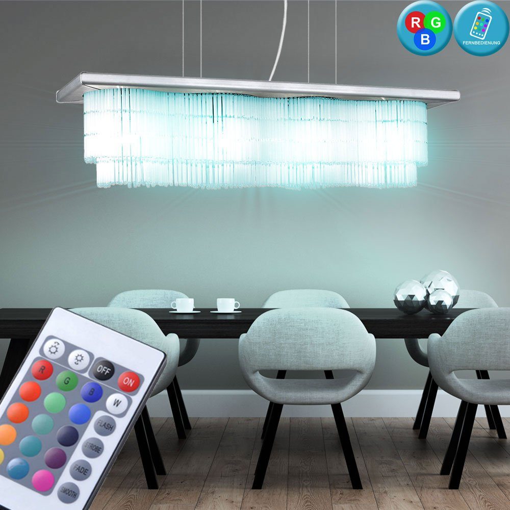 Lampe Farbwechsel, Leuchtmittel Pendel ALU Glas Behang Leuchte Decken etc-shop LED inklusive, Warmweiß, Hänge Wohnraum Pendelleuchte,