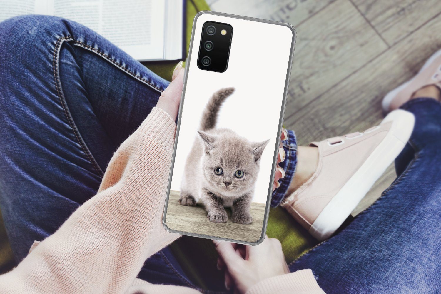 MuchoWow Handyhülle für Samsung Galaxy A03s Kätzchen - Katze - Haustiere - Jungen - Kinder, Smartphone-Bumper, Print, Handy Schutzhülle Dünn