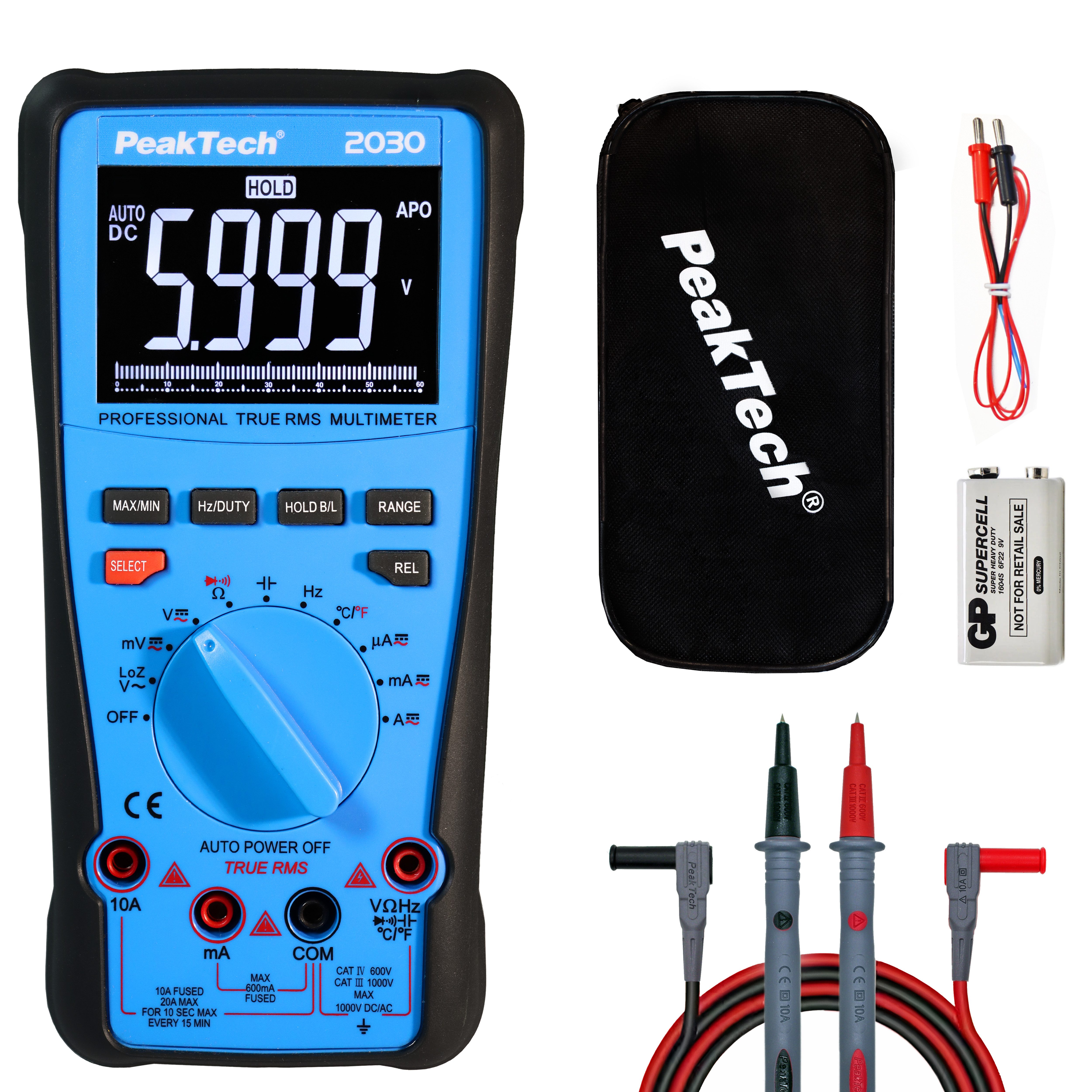 PeakTech Multimeter True RMS 1000 V Digitalmultimeter 6000 Counts, USB