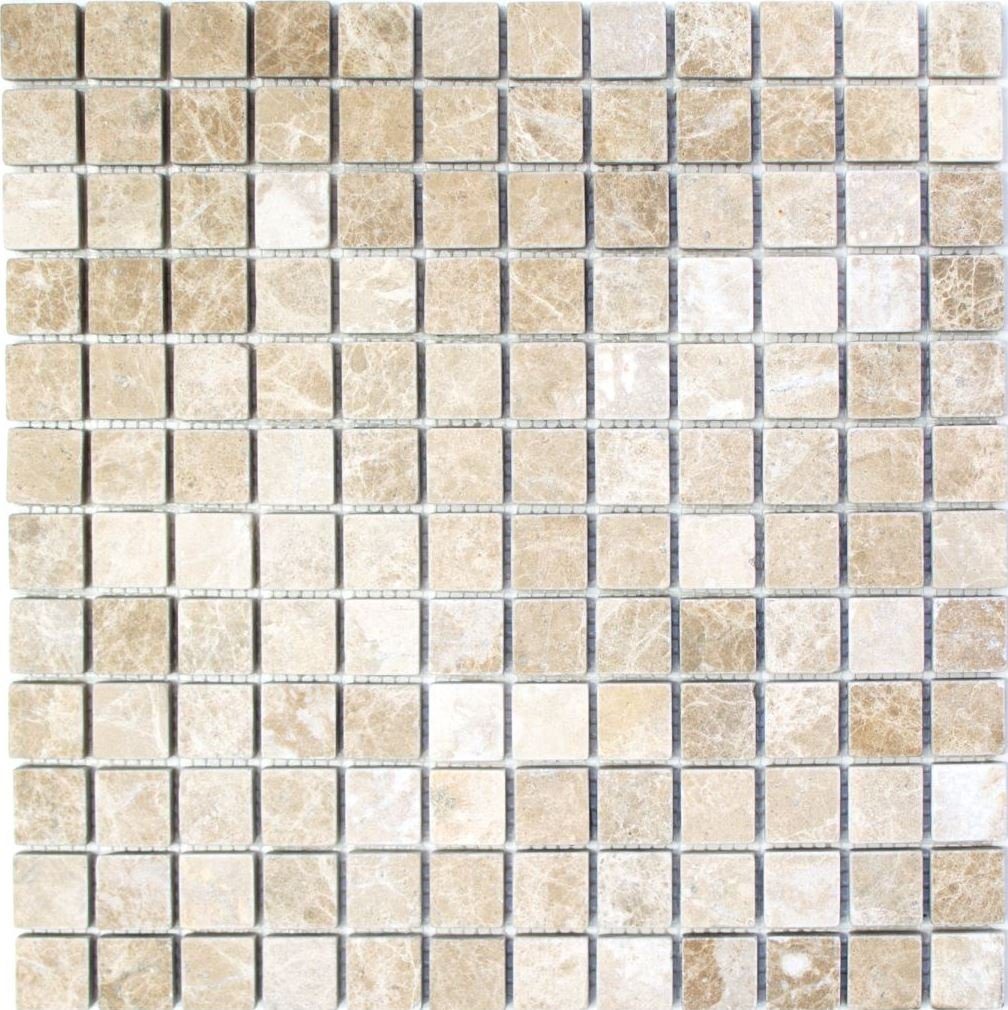 Mosani Bodenfliese Marmormosaik Mosaikfliesen beige matt / 10 Mosaikmatten