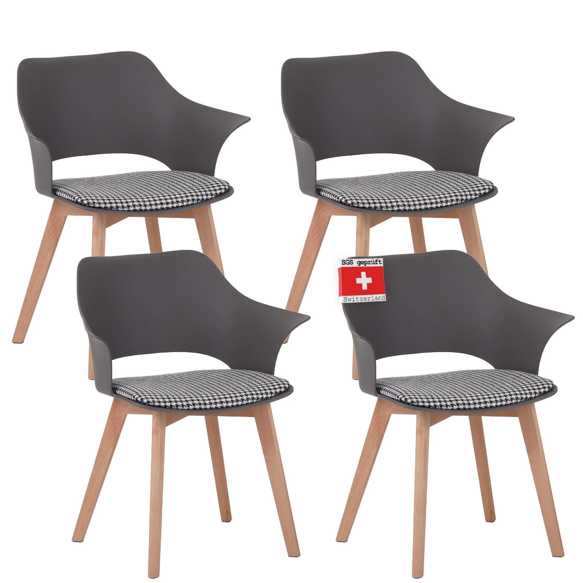 Albatros International Esszimmerstuhl Esszimmerstuhl AALBORG 4er Set Grau M günstig online kaufen