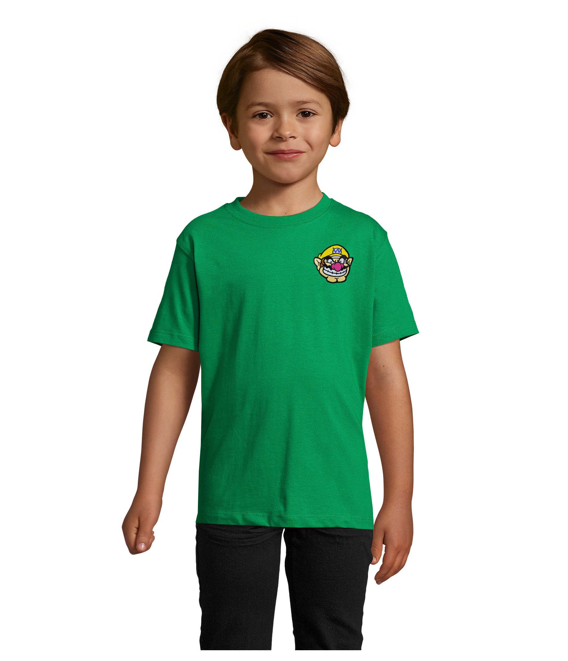 Blondie & Brownie T-Shirt WarioPatch Kinder T Shirt Gaming Motiv Baumwolle Freizeitlook Alltage (Einzelshirt, Einzelartikel) Wario Patch K Tee Retro Pixel Kids