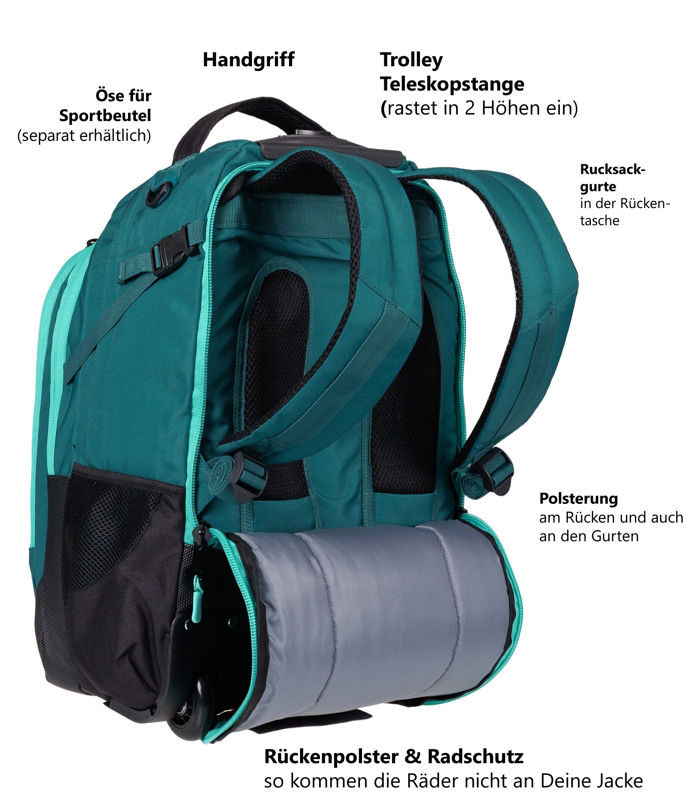 ELEPHANT Schulrucksack Trolley Hero Signature Schultrolley, Rucksacktrolley Schule Rucksack Rollen 3 Fächer Daypack Trolly – Bild 4 von 5