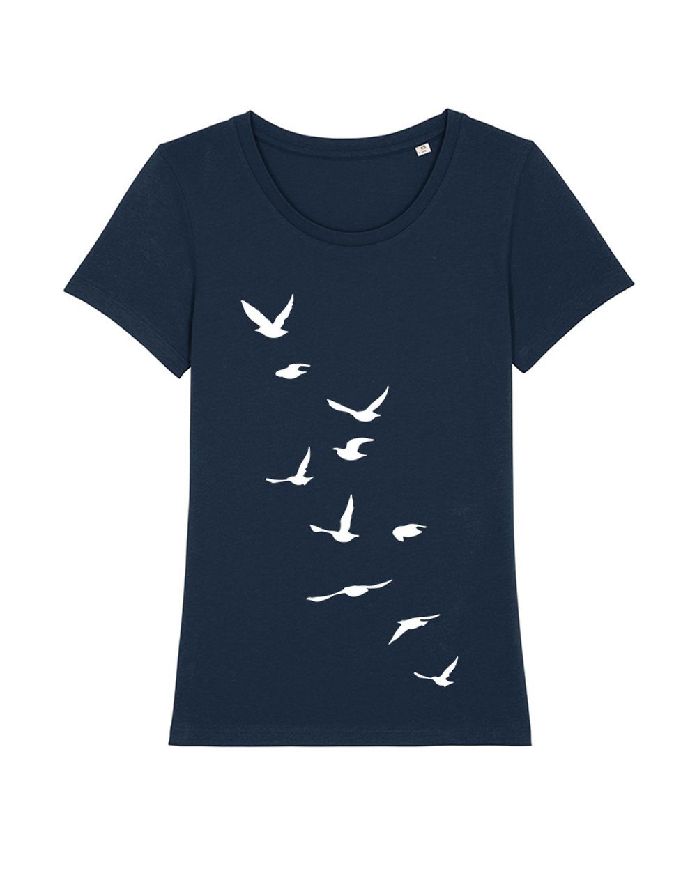 Vögelchen Apparel Print-Shirt (1-tlg) wat? dunkelblau
