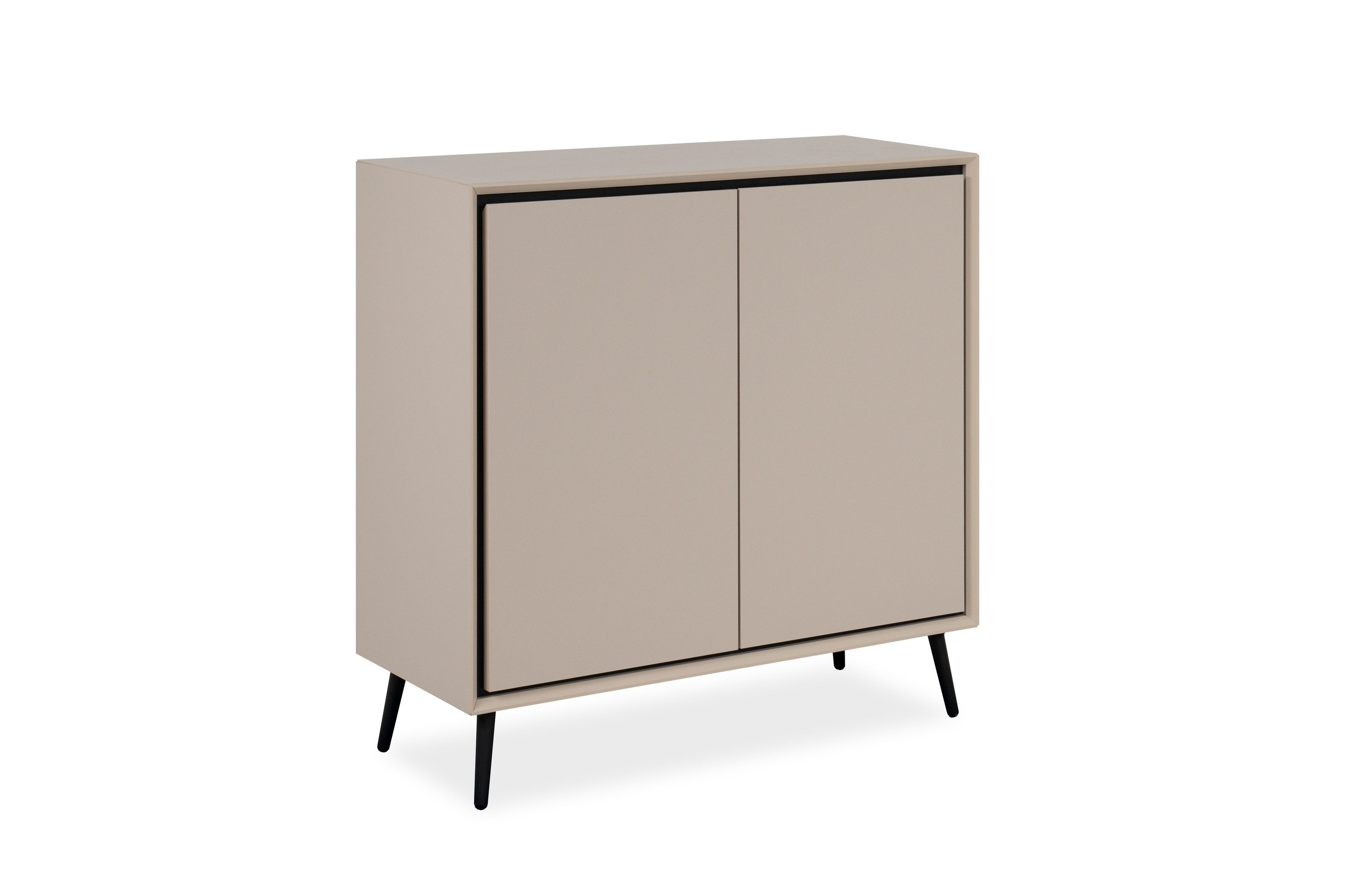 Finori Kommode 2 Türen, 2 Böden, in Sand / Schwarz - 90x90x38cm (BxHxT)
