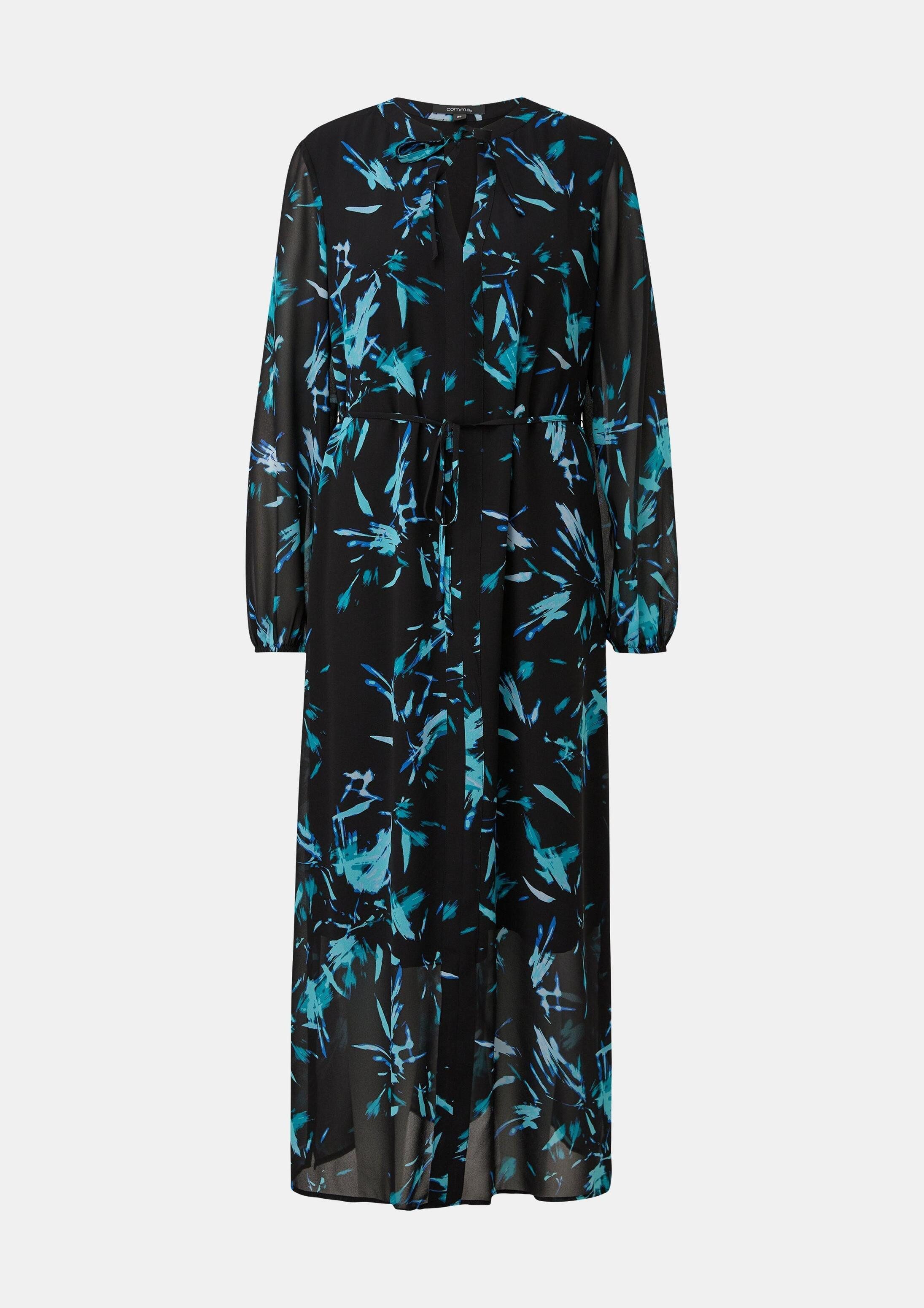 comma Maxikleid Kleid Chiffonkleid mit Stoffgürtel