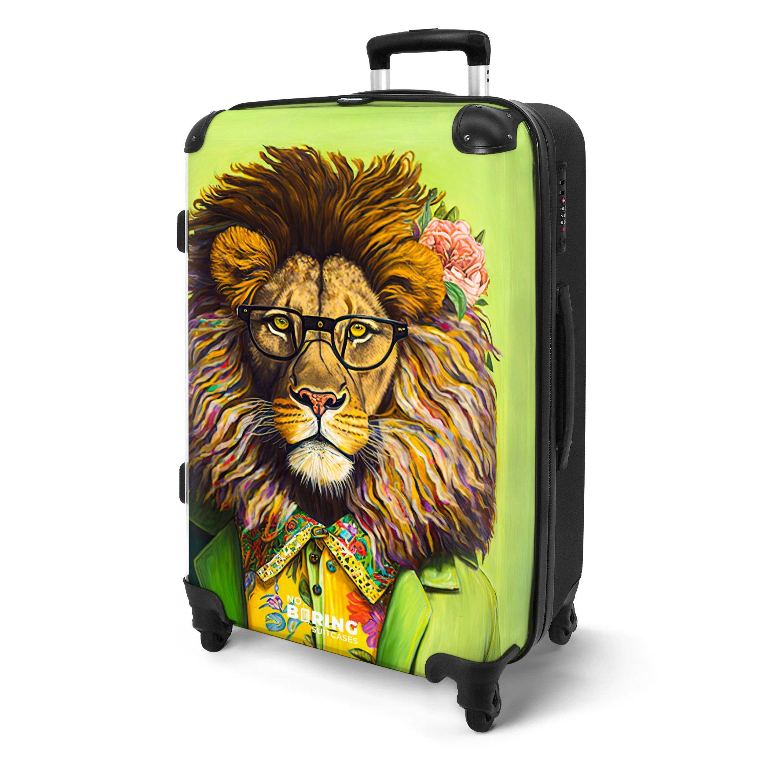 NoBoringSuitcases.com© Hartschalen-Trolley Löwe - Mensch - günstig online kaufen