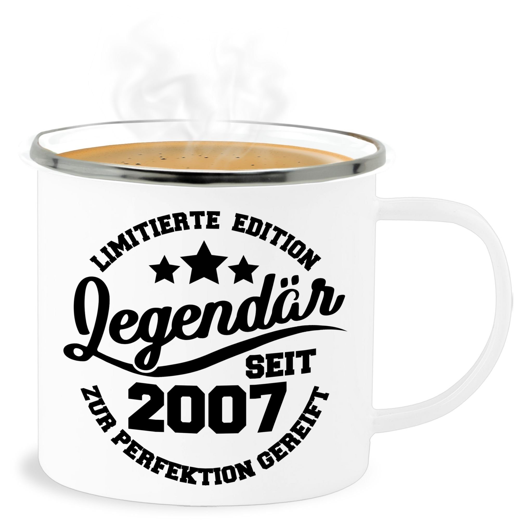 Shirtracer Becher Legendär seit 2007 - schwarz, Stahlblech, 16. Geburtstag Tasse 1 Weiß Silber