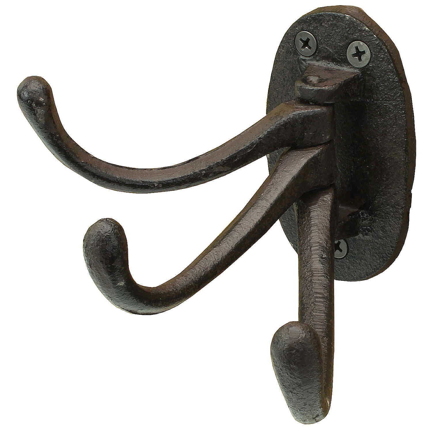 Macosa Home Wandhaken 3er Wand Haken Metall-Garderobenhaken Braun rostig, Wand, Antik Landhausstil Kleiderhaken Handutchhaken Garderobe Flur