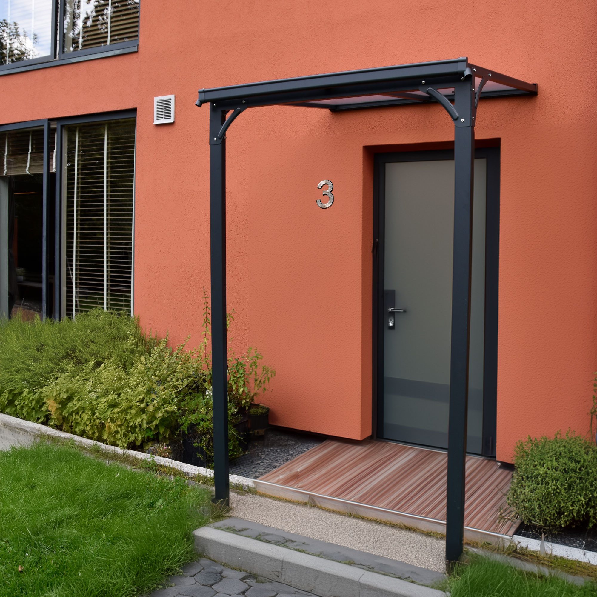 osoltus Terrassendach Haustürvordach Vordach Aluminium Polycarbonat Überdachung 150 x 150cm