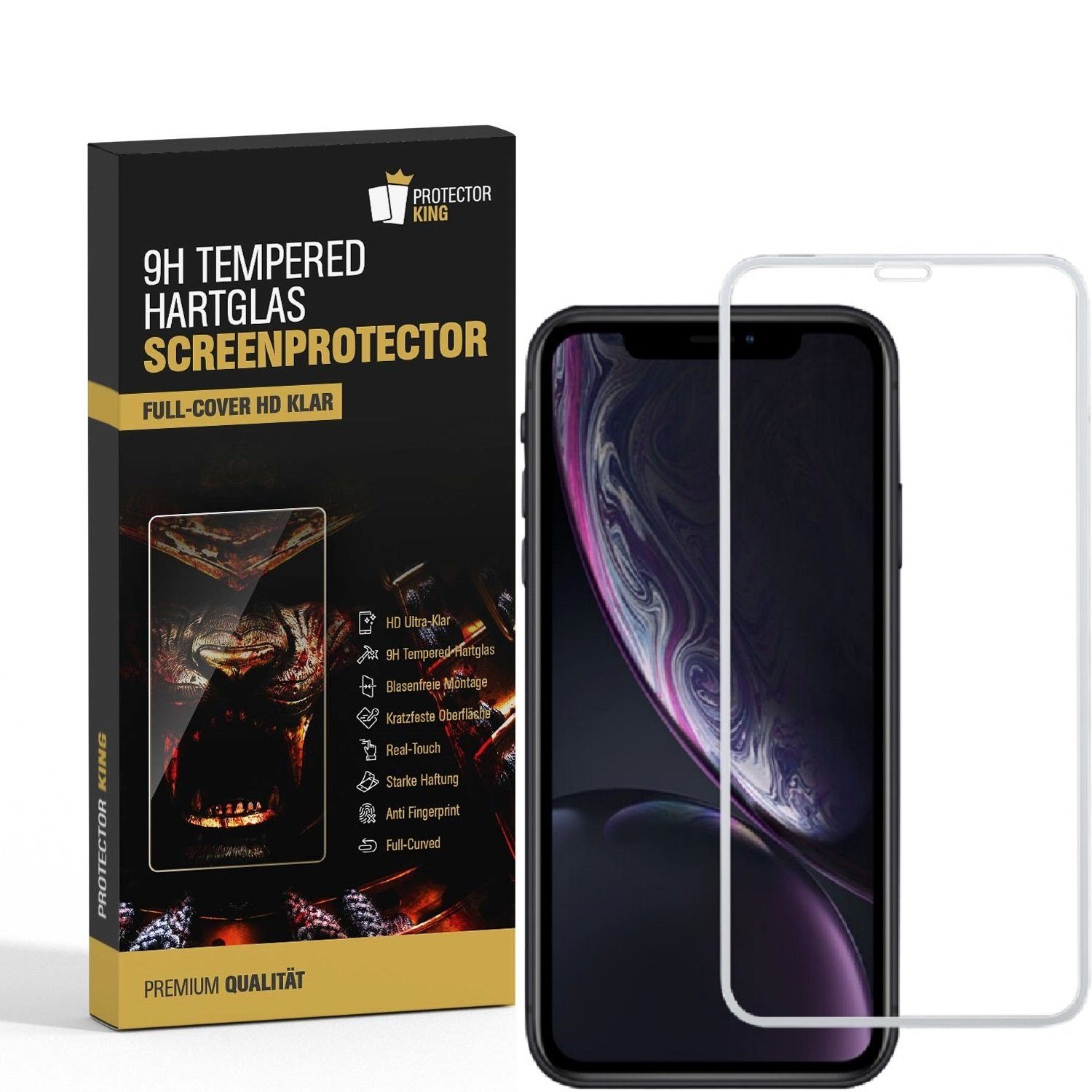 Protectorking Schutzfolie 2x 9H Hartglas für iPhone XS Max FULL COVER Panzerfolie Displayschutz, (2-Stück), Displayschutzglas, Schutzglas Echtglas Tempered 9H Härte HD-KLAR