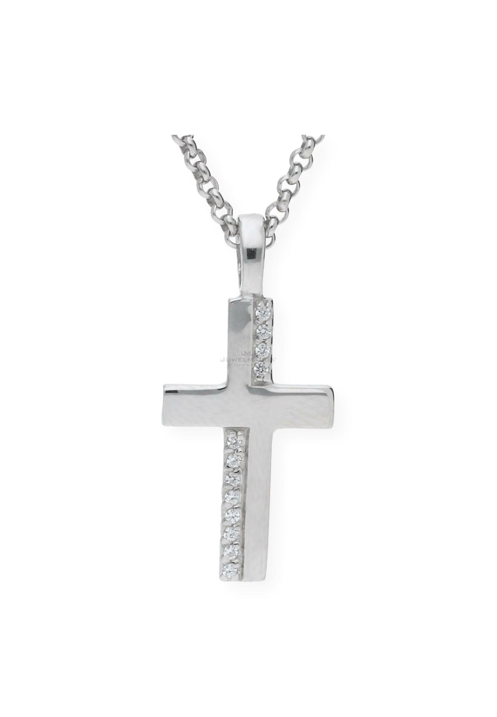 JuwelmaLux Kreuzanhänger Kreuz Anhänger 925er Sterling Silber mit Zirkonia, ohne Kette, inkl. Schmuckschachtel