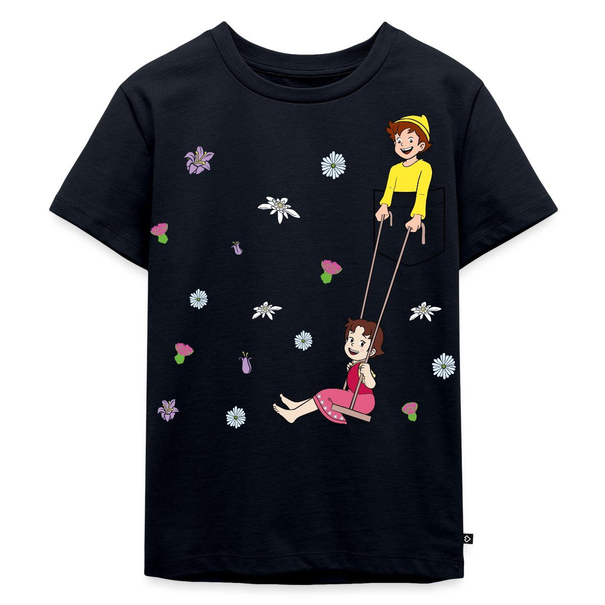 Spreadshirt T-Shirt Heidi Schaukelt Mit Peter Brusttasche Kinder Premium T-Shirt (1-tlg)