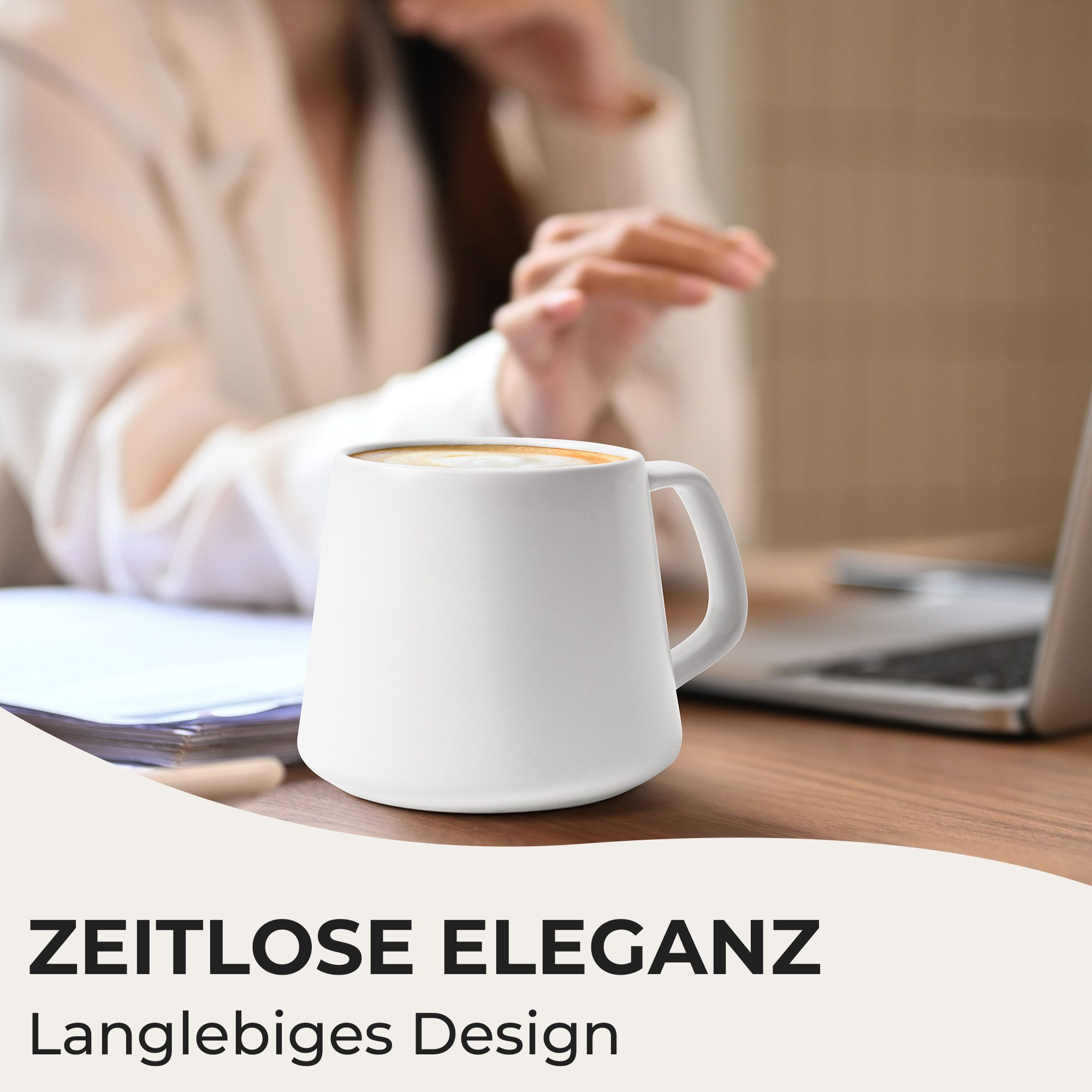MiaMio Tasse Luxe Kaffeebecher 420 ml Weiß, 4-tlg., Keramik – Bild 4 von 5