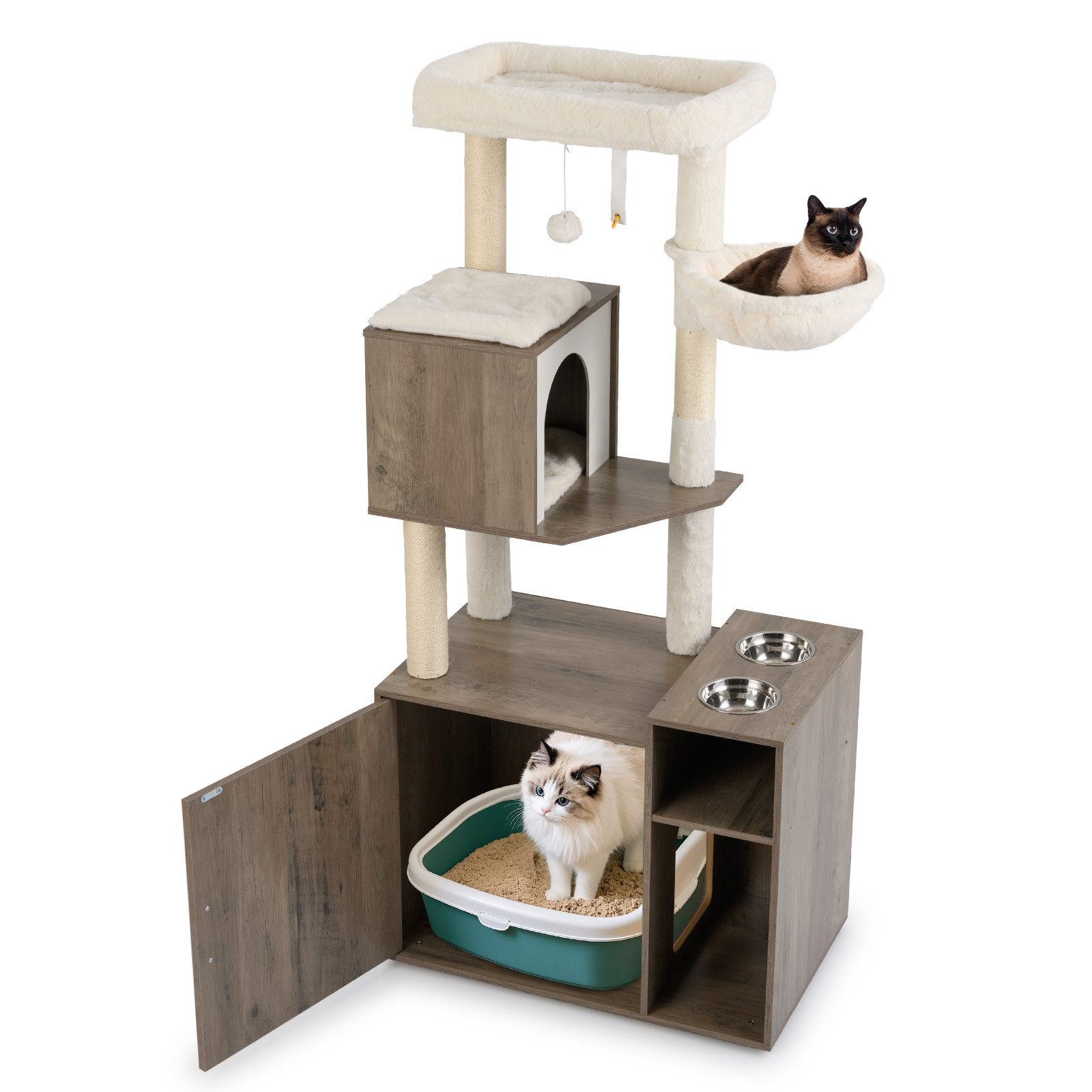 COSTWAY Kratzbaum, Katzenschrank für Katzentoilette, Katzenbaum mit Katzenk günstig online kaufen