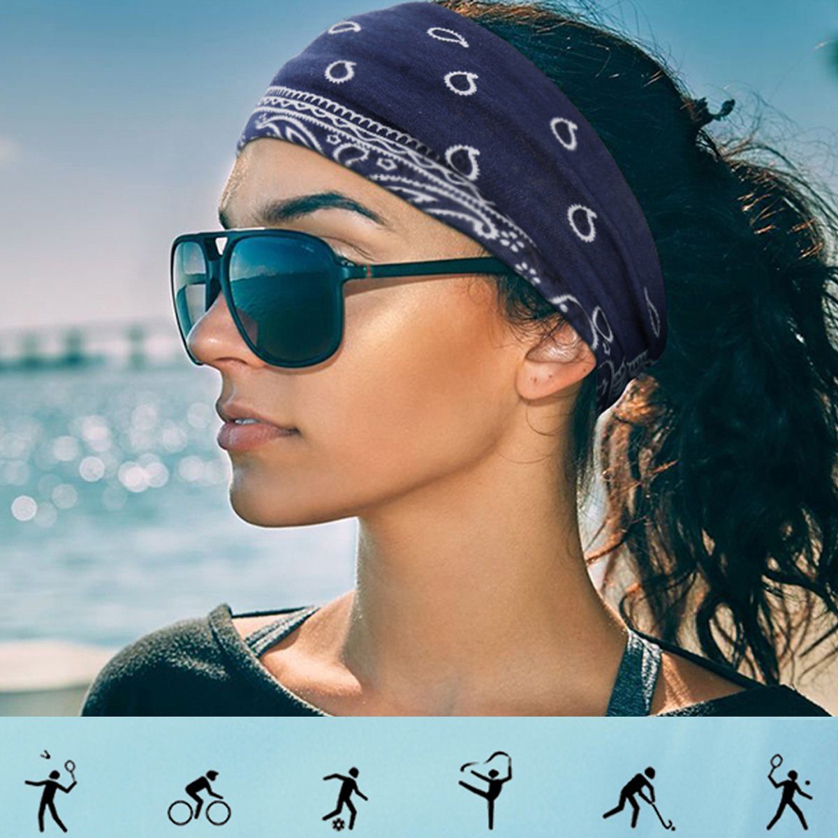 Jormftte Haarband Haarbänder Damen Weiche Elastische Yoga für Breite Sport schwarz + weinrot schwarz + marineblau Haarband 