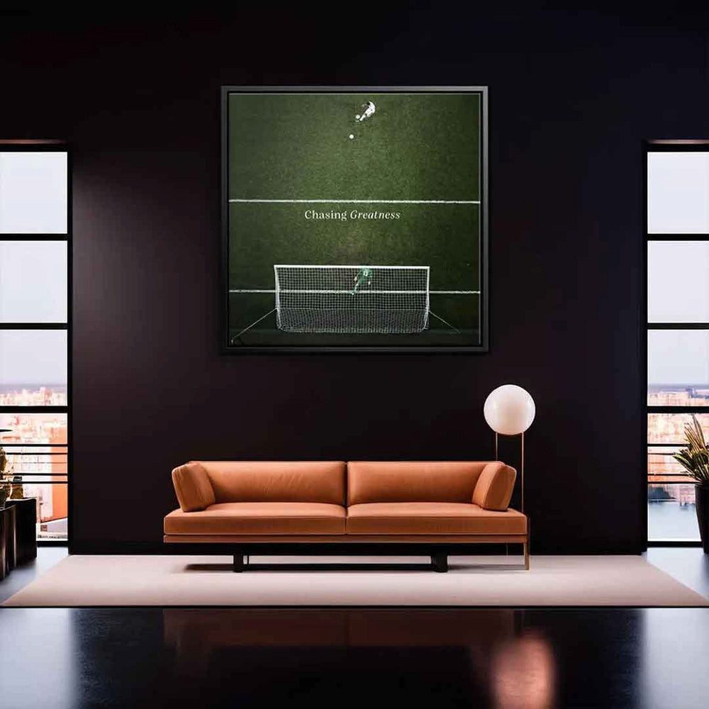 DOTCOMCANVAS® Leinwandbild Chasing Greatness #Soccer - Quadrat Edition, Leinwandbild Soccer Motivation Fußball Kunstdruck Wandbild