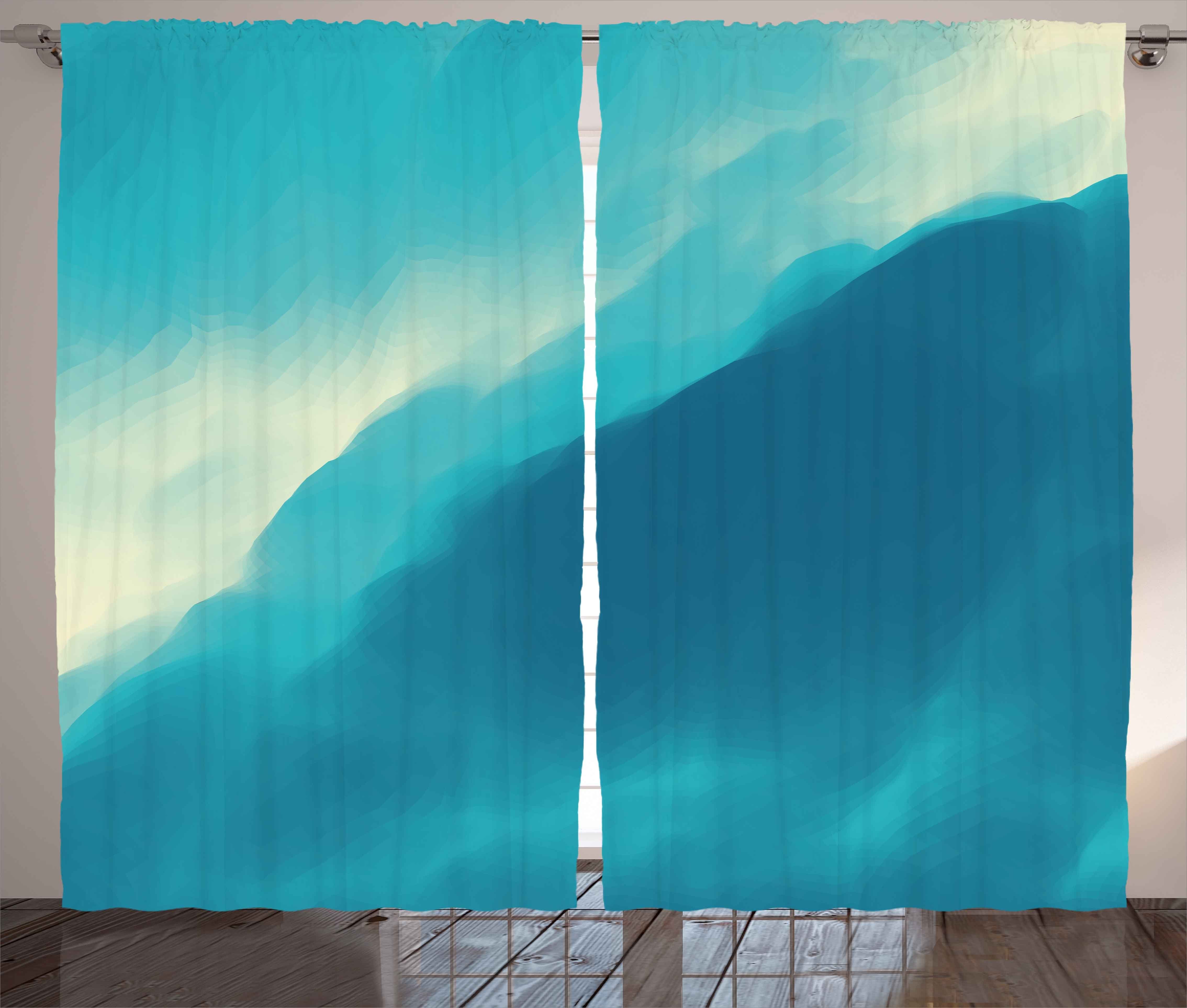 Gardine Schlafzimmer Kräuselband Vorhang mit Schlaufen und Haken, Abakuhaus, Modern Kunstwerk Wolke Welle