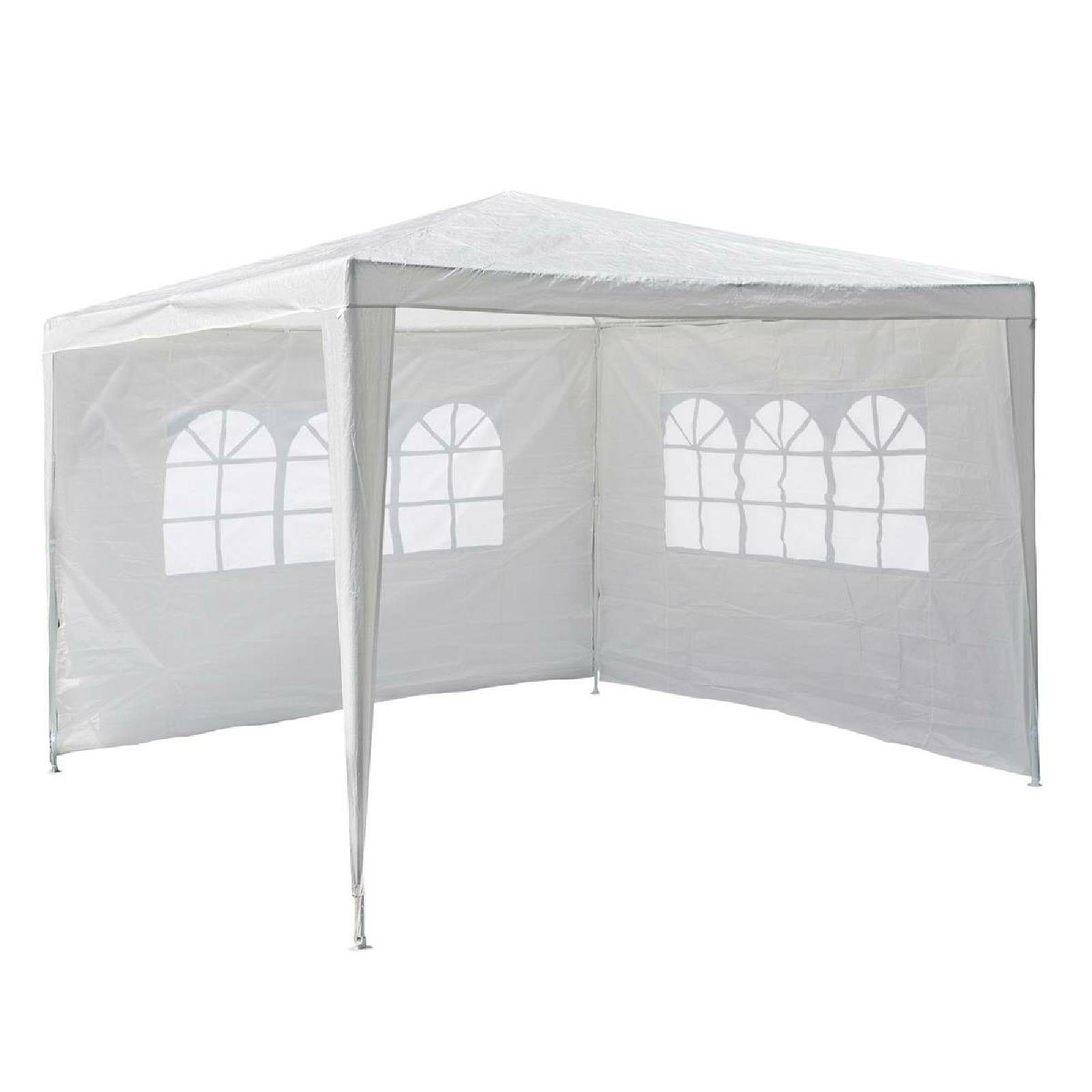 Faltpavillon Pavillion PE weiß, 3 x 3 m inkl. Seitenteilen