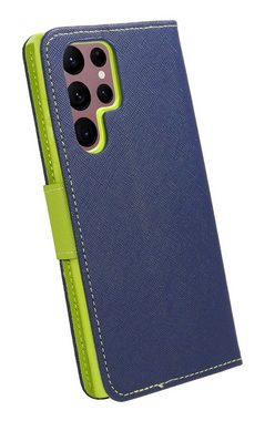 cofi1453 Smartphone-Hülle Buch Tasche "Fancy" für SAMSUNG GALAXY S23+ (SM-916B) Blau-Grün