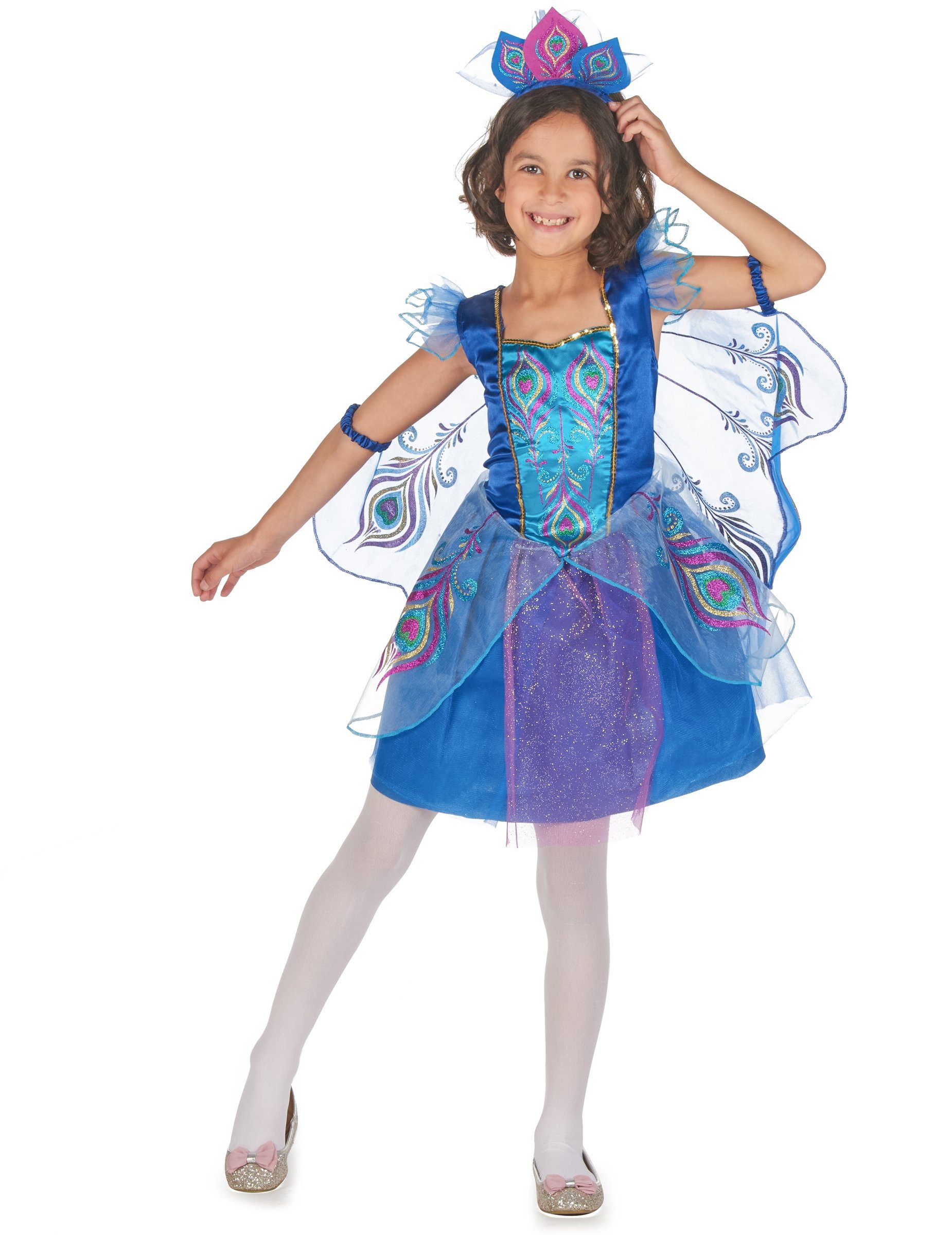 Kostüm Pfau Kostüm für Mädchen blau-lila