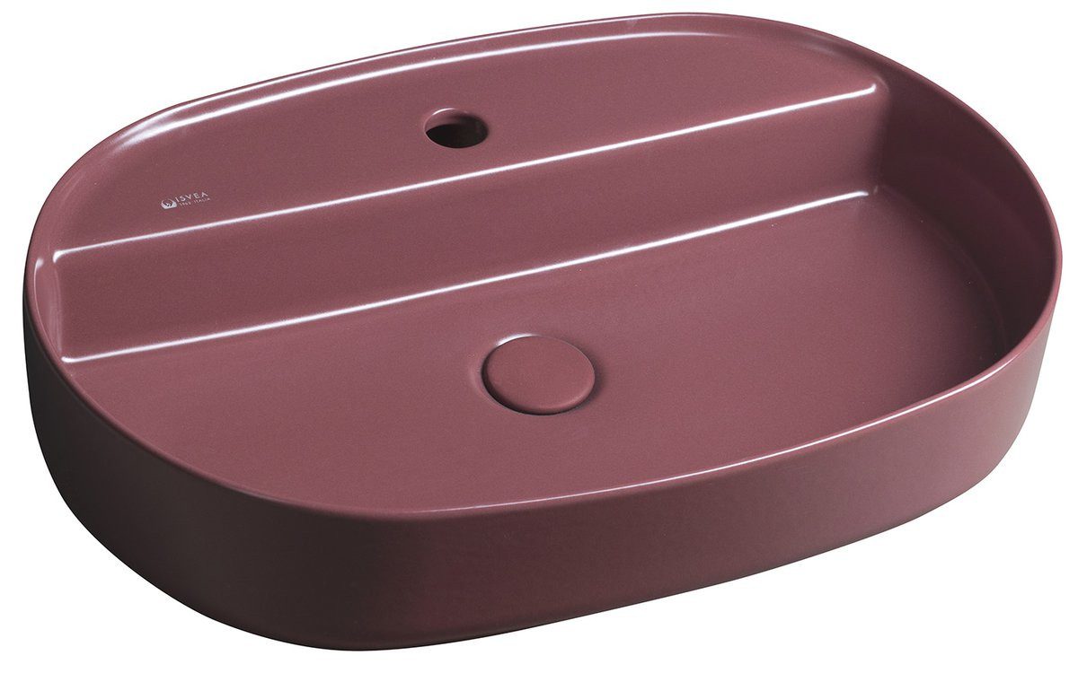 Isvea Waschtisch INFINITY OVAL Aufsatzwaschbecken, 60x40cm, Maroon Red matt, Isvea-10NF65060-2R