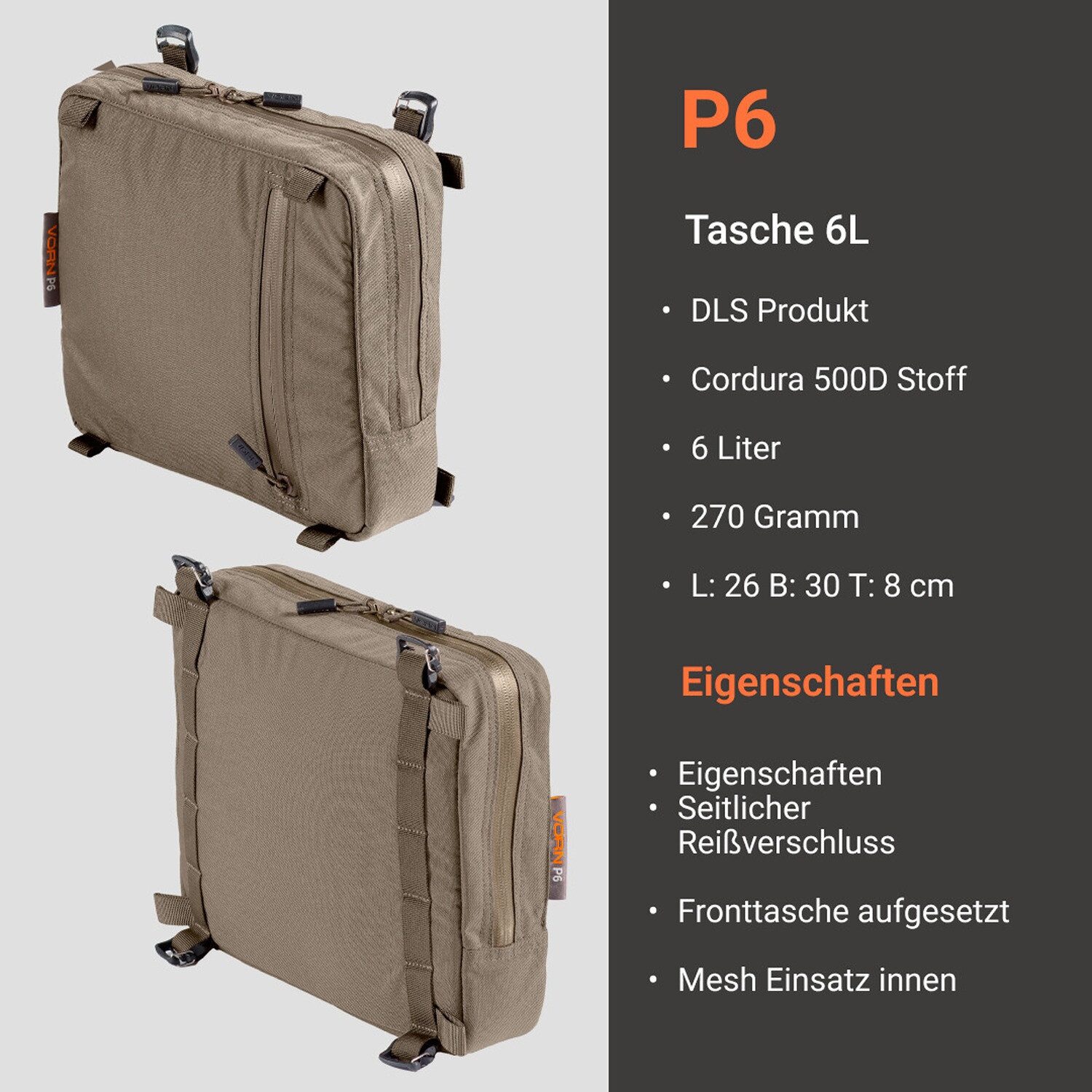 Vorn Freizeittasche Tasche P6