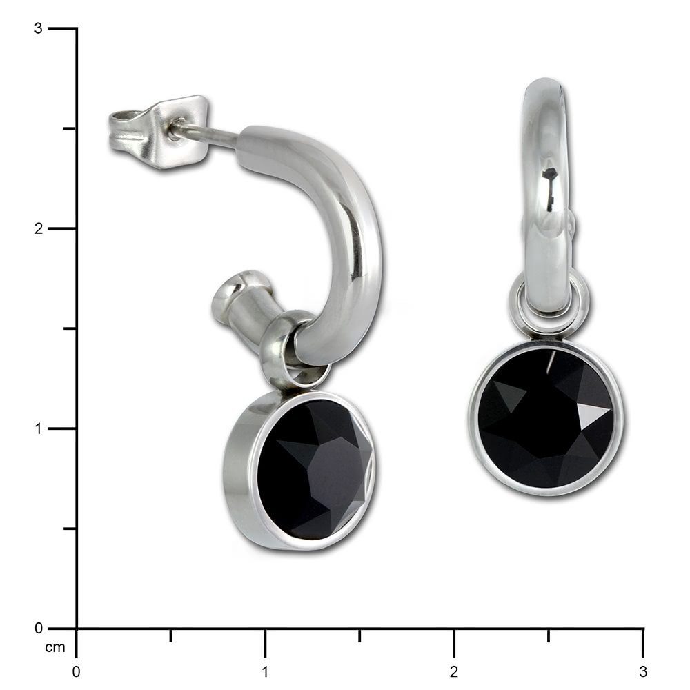 Amello Paar Creolen Amello Ohrringe Edelstahl Creolen schwarz (Creolen), Damen Creolen aus Edelstahl (Stainless Steel), silberfarben, schwarz – Bild 4 von 5