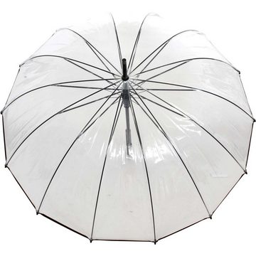 HAPPY RAIN Langregenschirm 14teiliger Regenschirm mit Automatik transparent, durchsichtig
