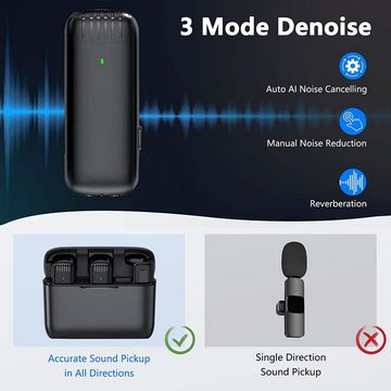 DTC GmbH Mikrofon Mini Mikrofon Kabellos mit Ladebox Ladecas,Wireless Ansteckmikrofon, Plug & Play,Rauschunterdrückung,Kein Bluetooth oder APP für Videos