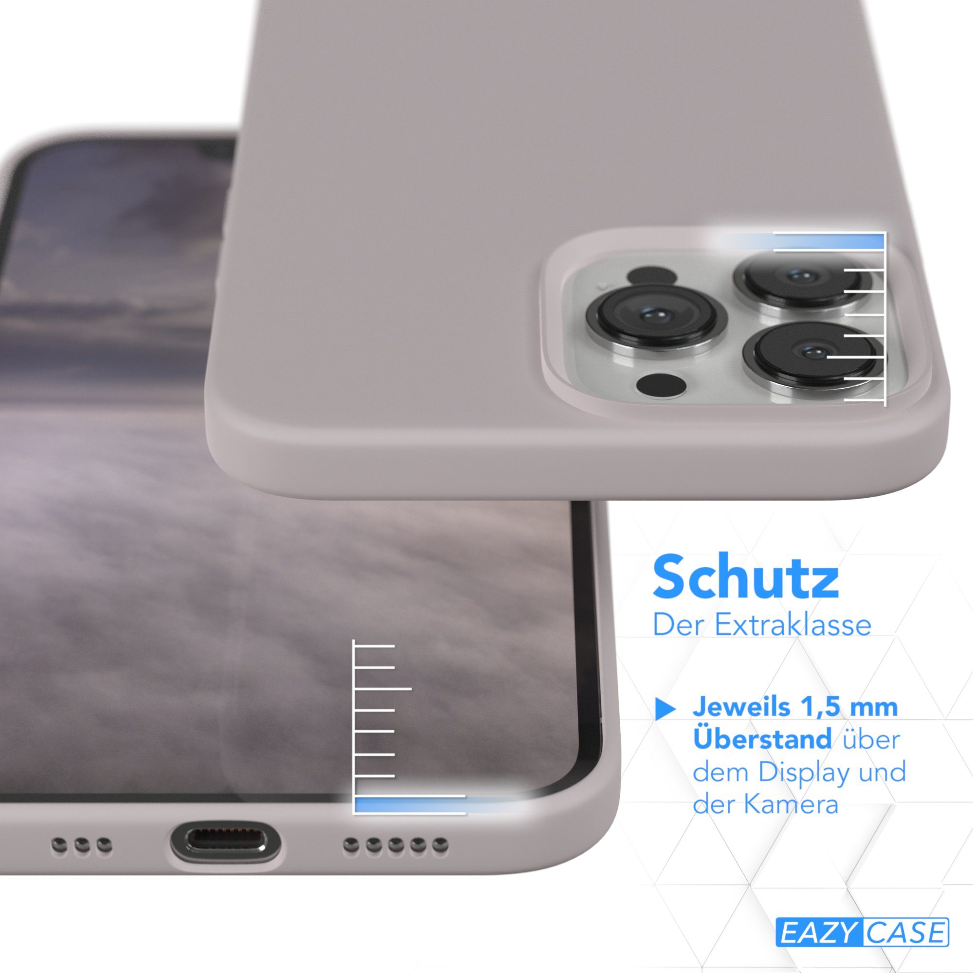 EAZY CASE Handyhülle Premium Silikon Case für Apple iPhone 13 Pro Max 6,7 Zoll, Hülle Bumper Case Slimcover mit Displayschutz Silikonhülle Altrosa