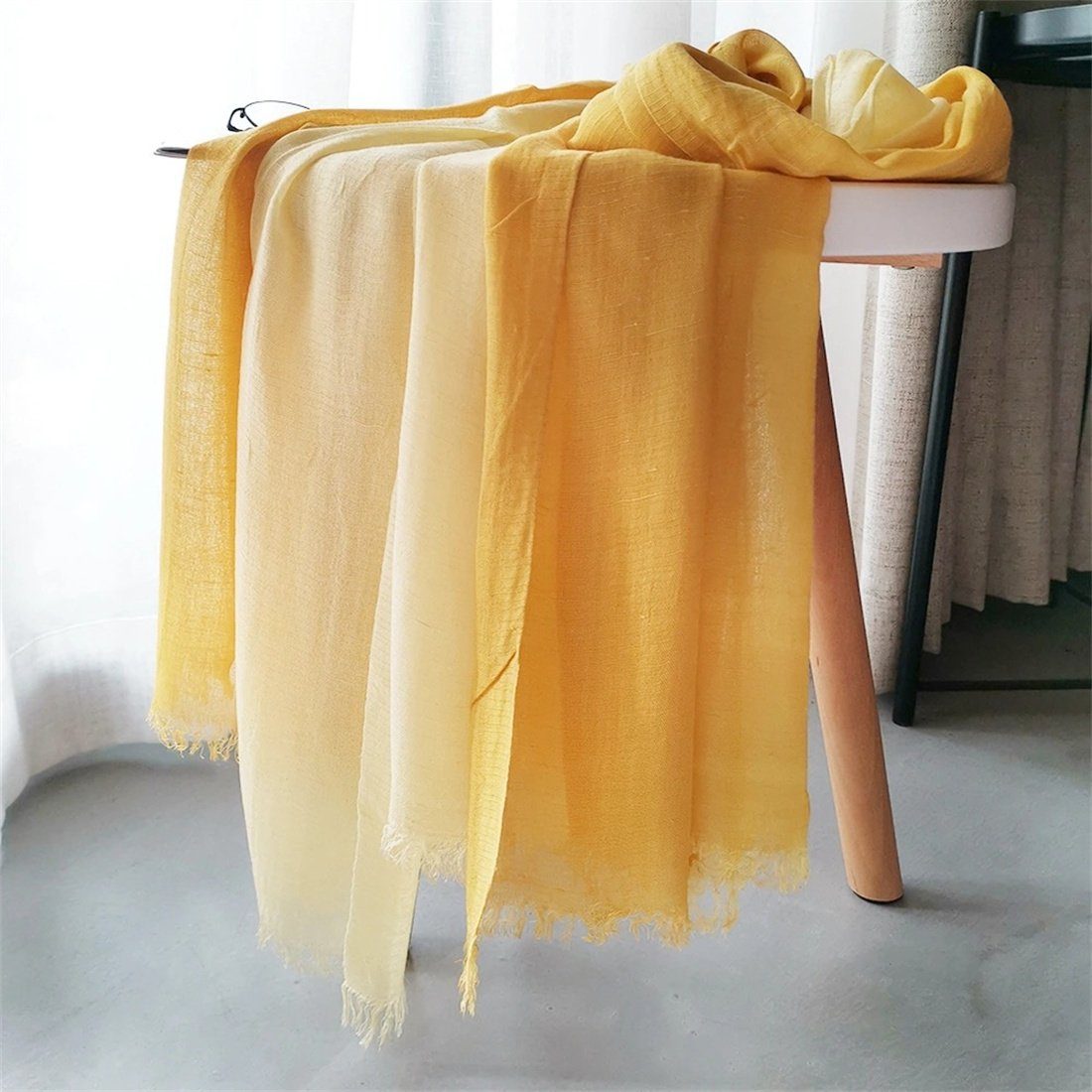 Gelb Seidenschal dünner Strandtuch für Frauen, Sarong, DÖRÖY Sommer-Sonnenschutz-Schal