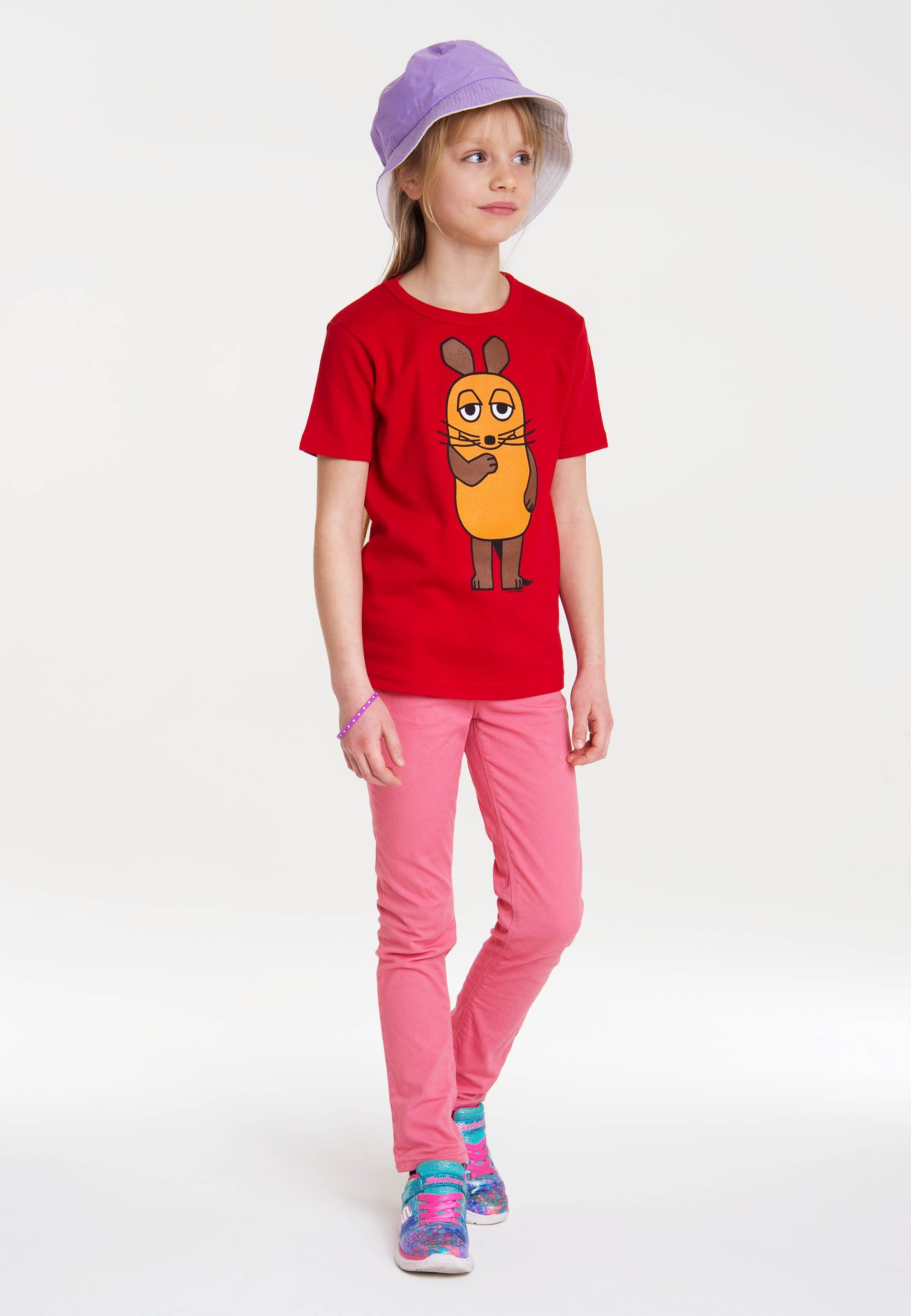 LOGOSHIRT T-Shirt Die Maus mit lizenziertem Originaldesign rot