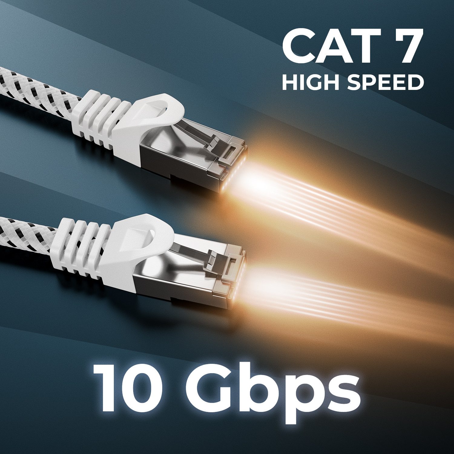 deleyCON deleyCON 10m RJ45 Nylon Netzwerkkabel mit CAT7 Rohkabel S-FTP PiMF LAN-Kabel