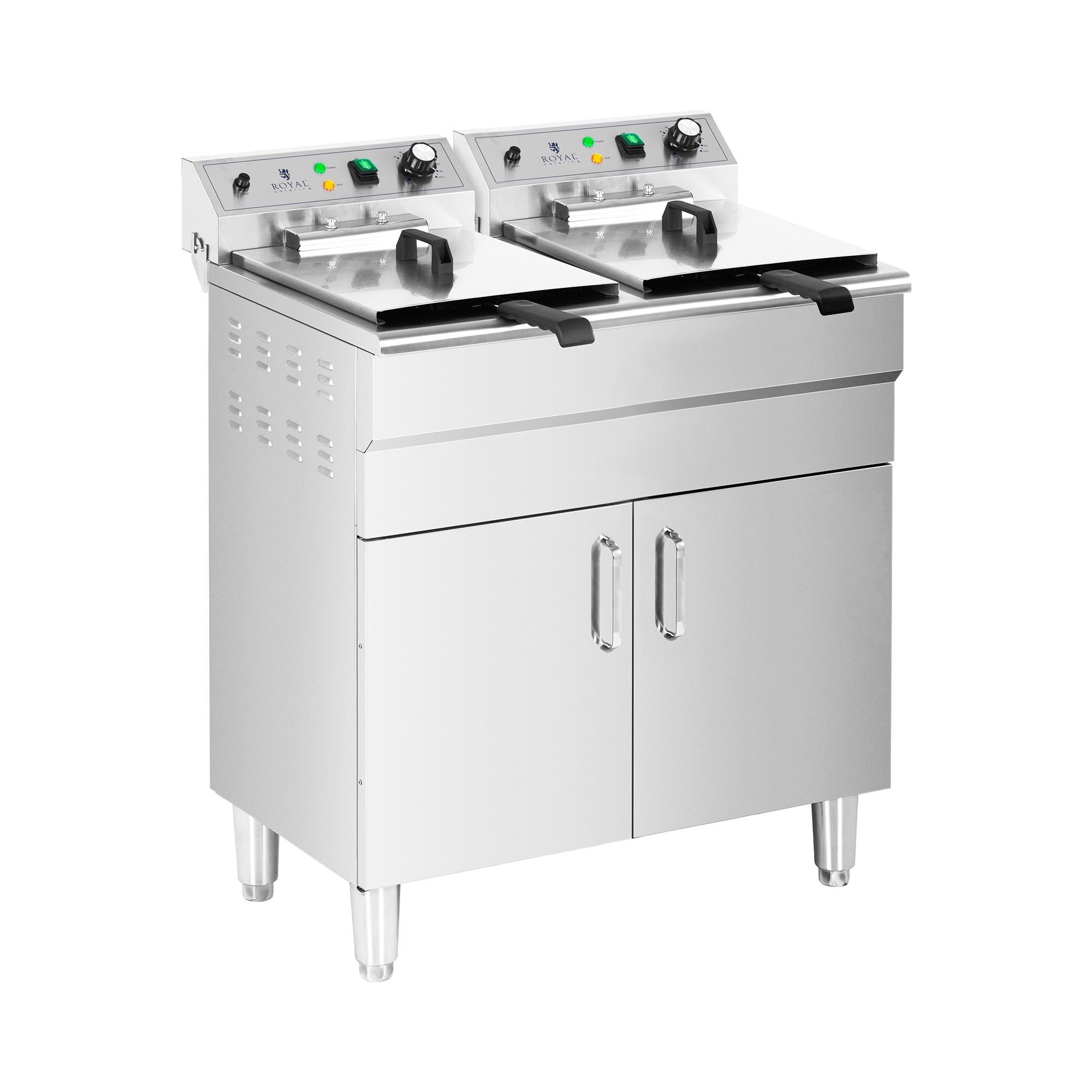 Royal Catering Fritteuse RCPKF 26DSH, 10000 W, 26 L Doppel Fritöse Ablasshahn Kaltzone 400V