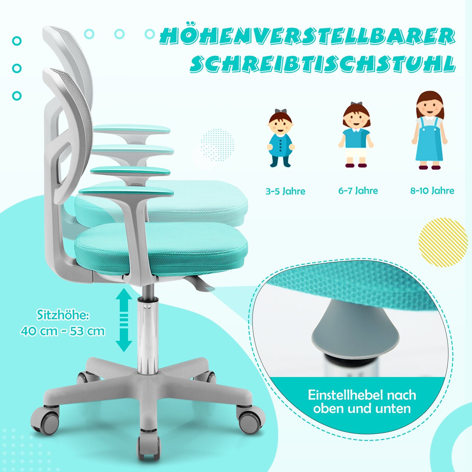 COSTWAY Drehstuhl Kinder Schreibtischstuhl, höhenverstellbar, von günstig online kaufen