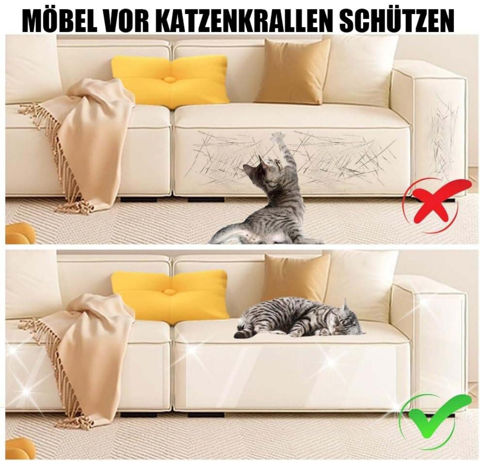 Srvillg Kratzmatte Kratzschutz Katze Selbstklebend -Transparent AntiKratz Tape