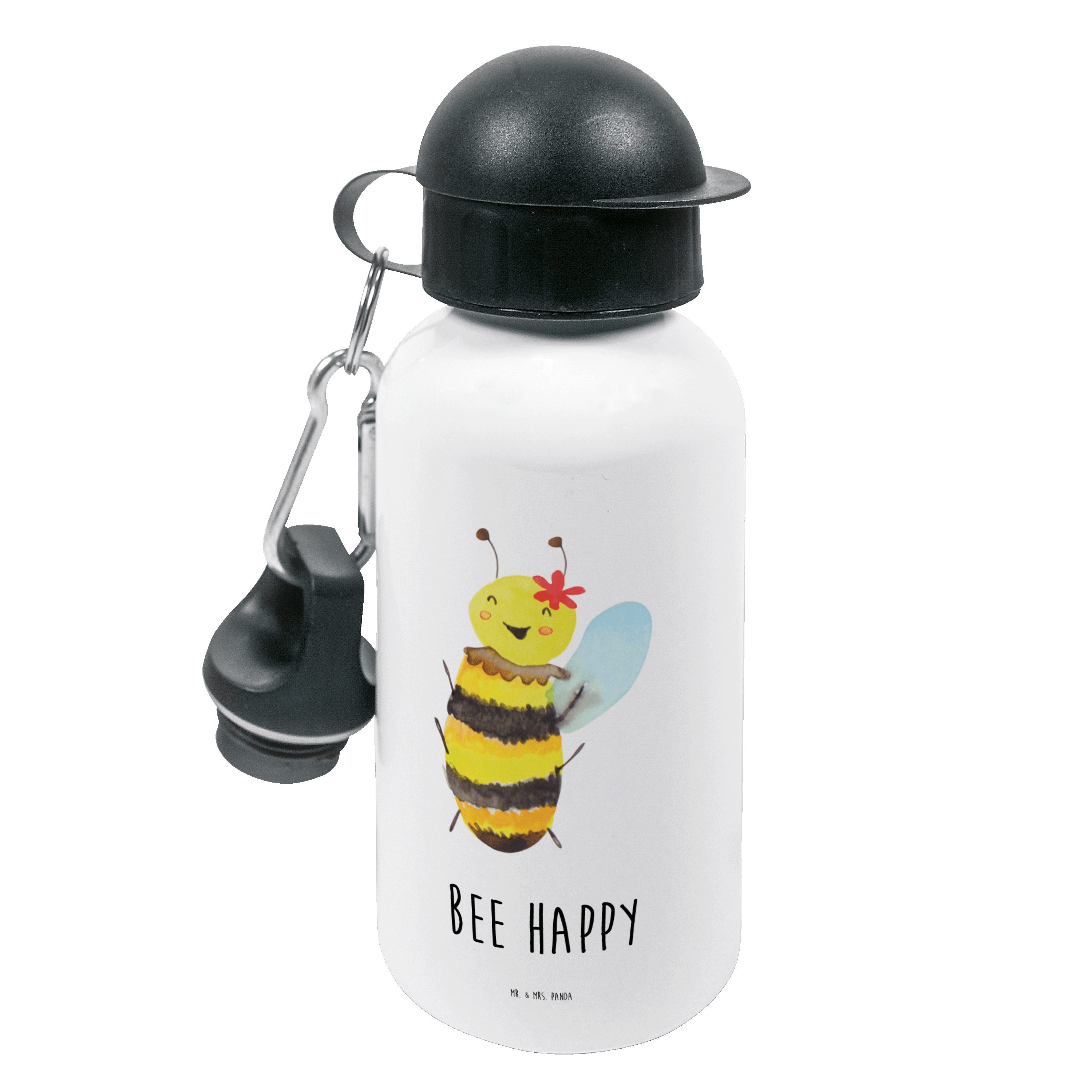 Mr. & Mrs. Panda Trinkflasche Biene Happy - Weiß - Geschenk, Kindertrinkflasche, Kinder, Kinderflas