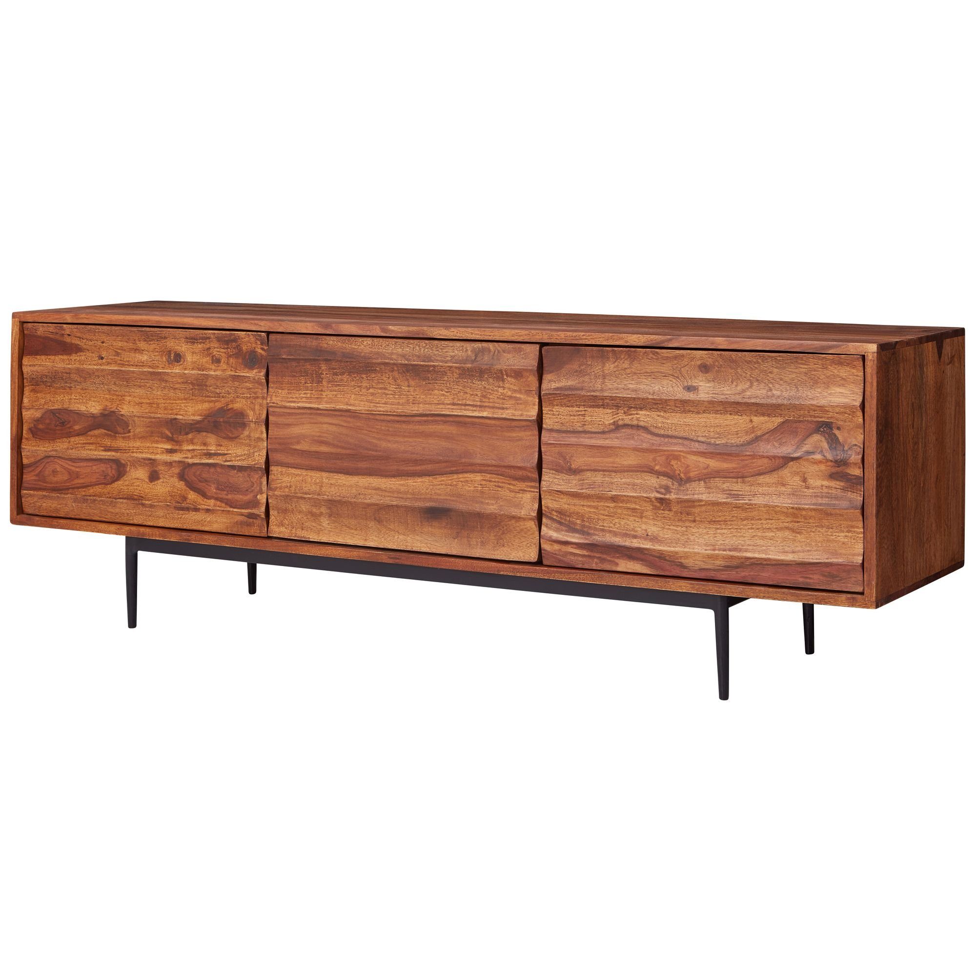 möbelando TV-Board HiFi Lowboard WL5.636 Sheesham Massivholz Landhaus TV Kommode 147x50x3, 38 x 50 x 147 cm (B/H/L)