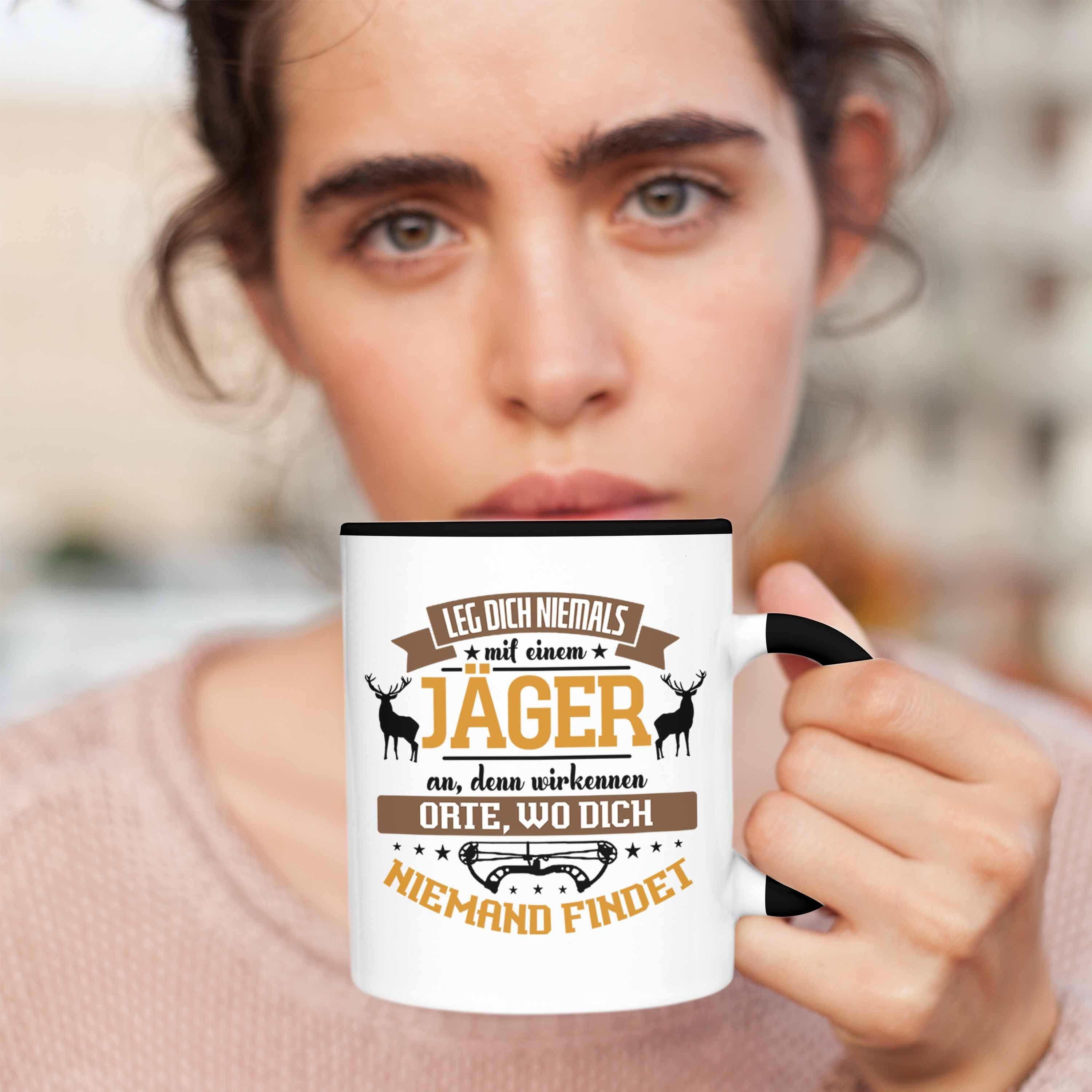 Niemals Jäger Hochsitz! für Mit Tasse Jäger Geschenk Schwarz Lustiges Tasse Dich Leg Trendation