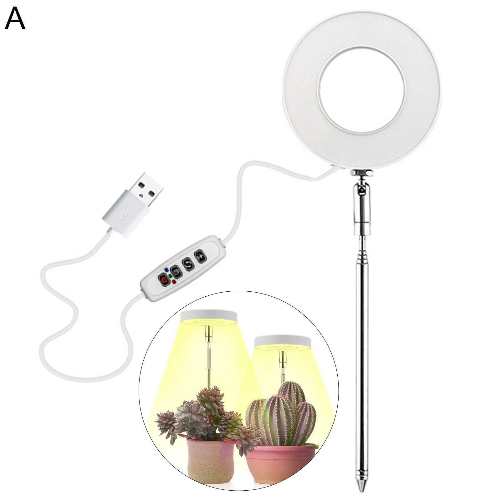 Rutaqian Pflanzenlampe Pflanzenlampe LED Vollspektrum, Höhenverstellbar, für kleine Pflanzen, LED wechselbar