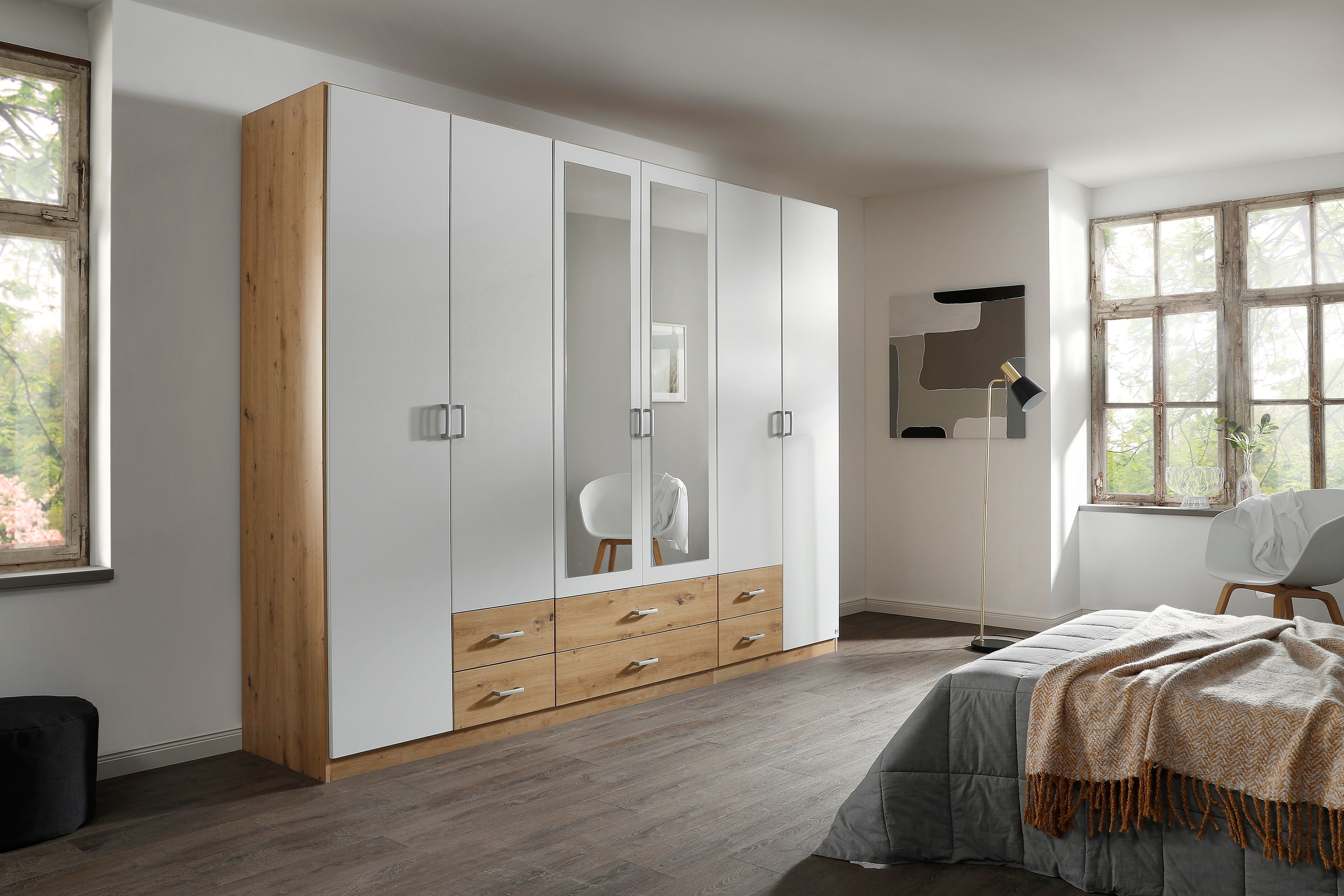 rauch Kleiderschrank Schrank Garderobe Ankleide GAMMA Breiten 91/136/181/226/271/315/360 cm (in 3 Ausstattungen BASIC/CLASSIC/PREMIUM (inkl. SOFT-CLOSE-Funktion – Bild 2 von 5