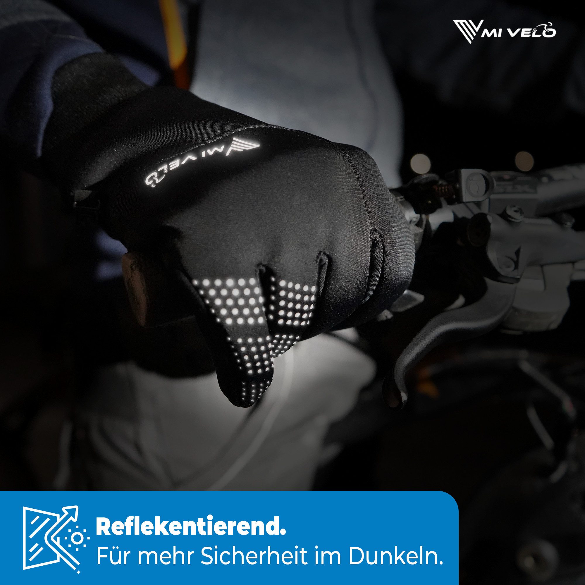 MIVELO Fahrradhandschuhe warme Winterhandschuhe wasserabweisend winddicht mit Touchscreen Funktion – Bild 2 von 5