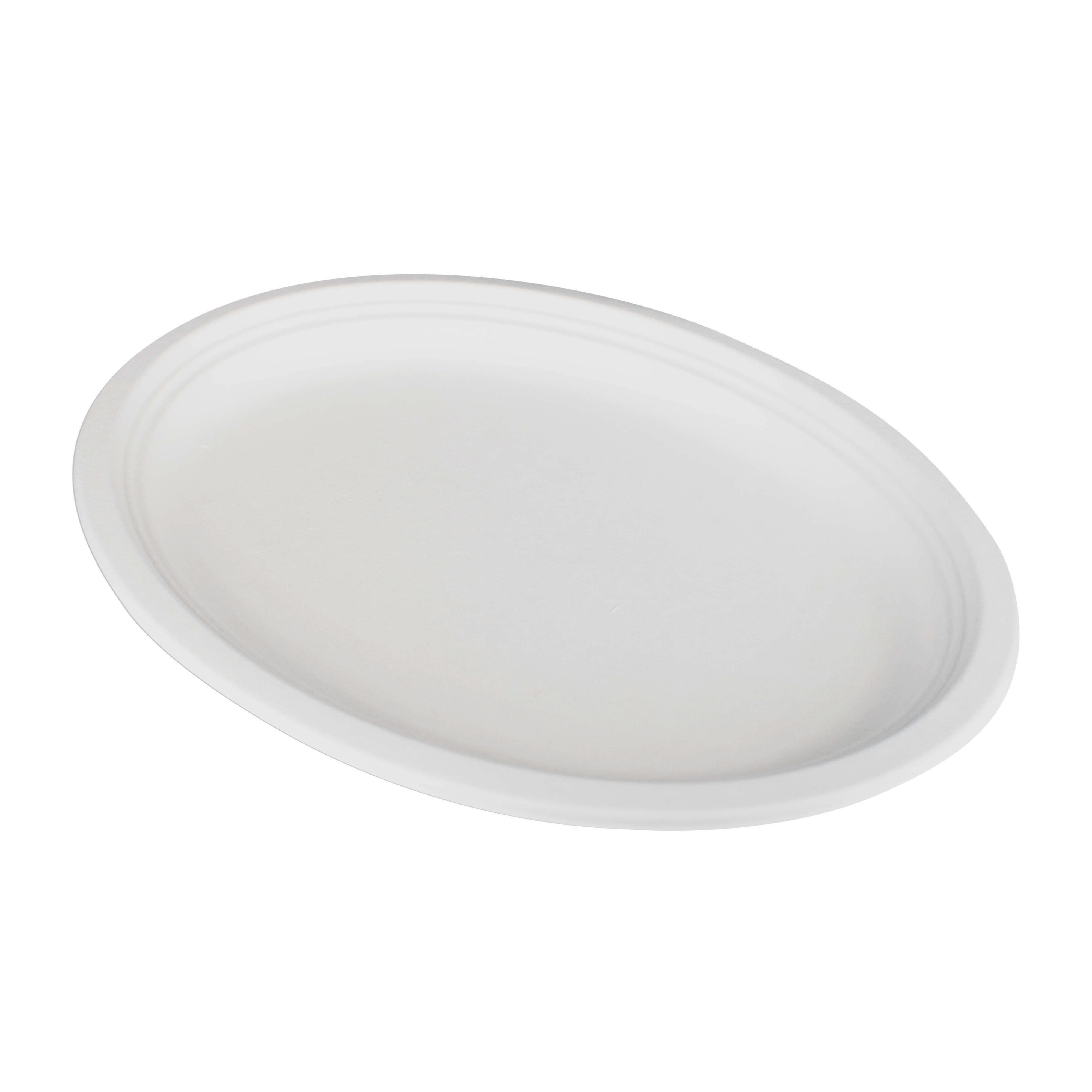 wisefood Einwegteller Bagasse Teller - 26cm (oval, weiß), (50 St)