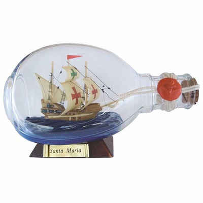Linoows Dekoobjekt Buddelschiff "Santa Maria" in einer Dimple Flasche, Flaschenschiff in einer Dimpleflasche