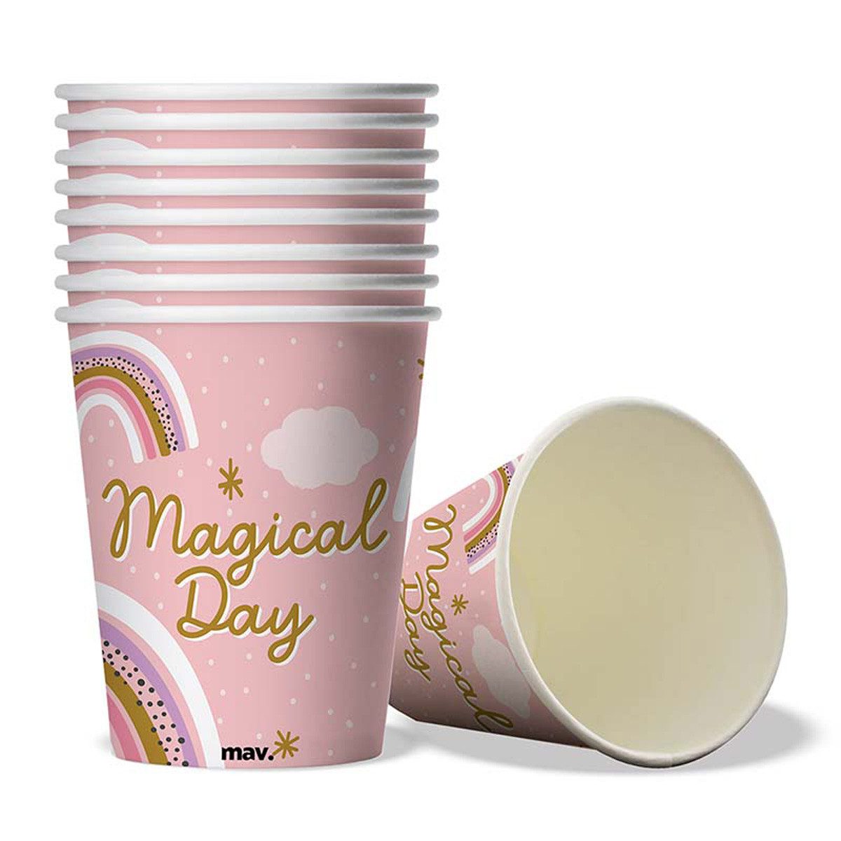 Grabo Einwegbecher Pappbecher Magical Day 200ml/8Stk., Papier, Pappe