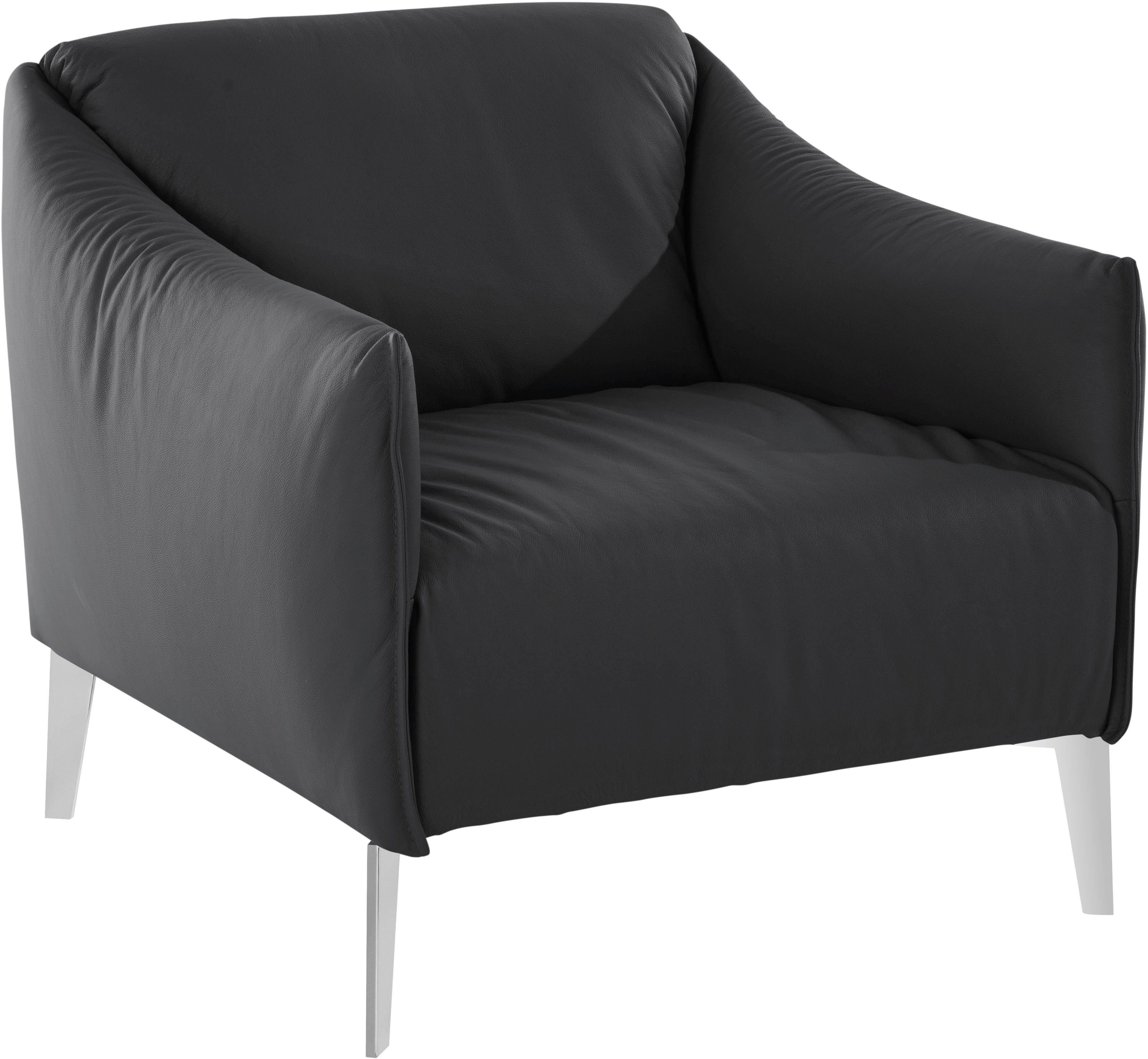 W.SCHILLIG Cocktailsessel sally Designsessel, Loungesessel, mit Metall-Winkelfüßen in Chrom glänzend